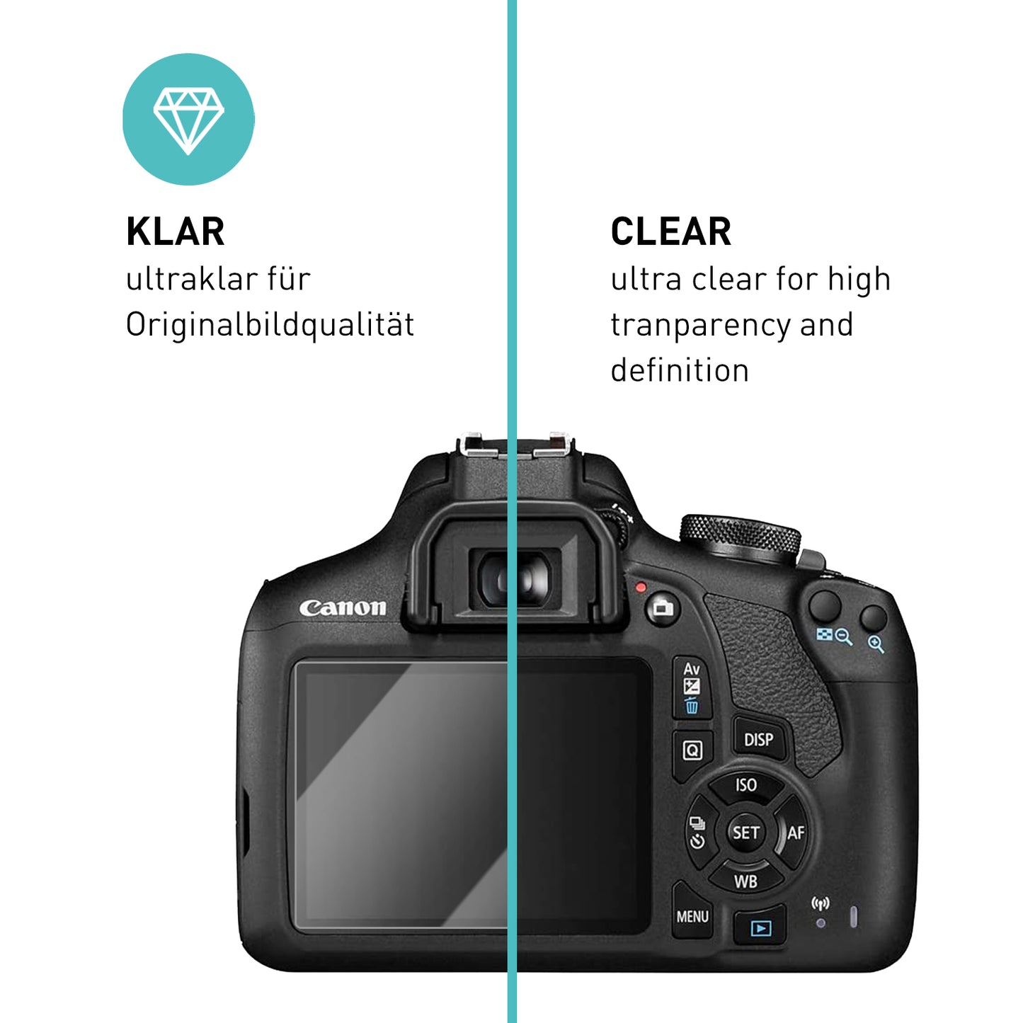 smartect protective glass clear for Canon EOS 2000D, 3 pieces