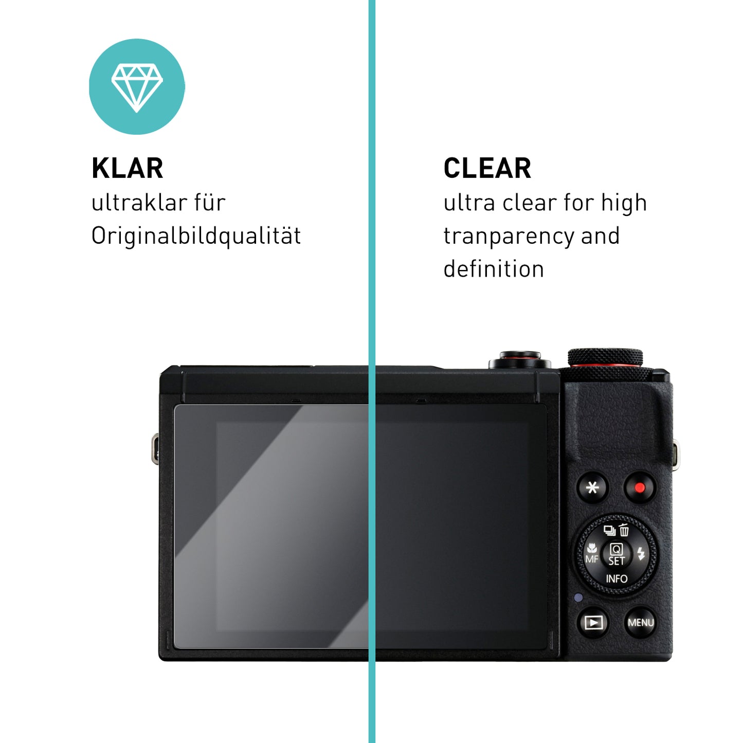 smartect Schutzglas Klar für Canon G7X Mark III, 3 Stück