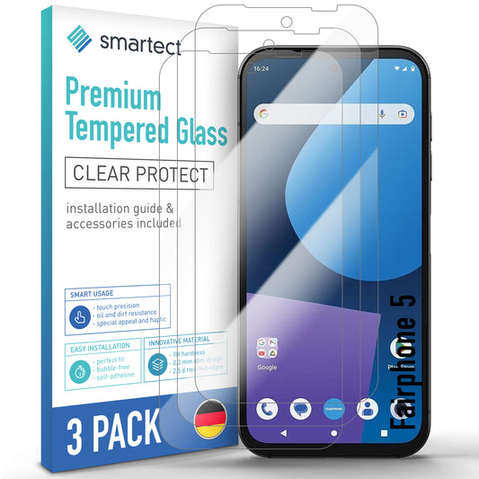 smartect protective glass clear for Fairphone 5, 3 pieces