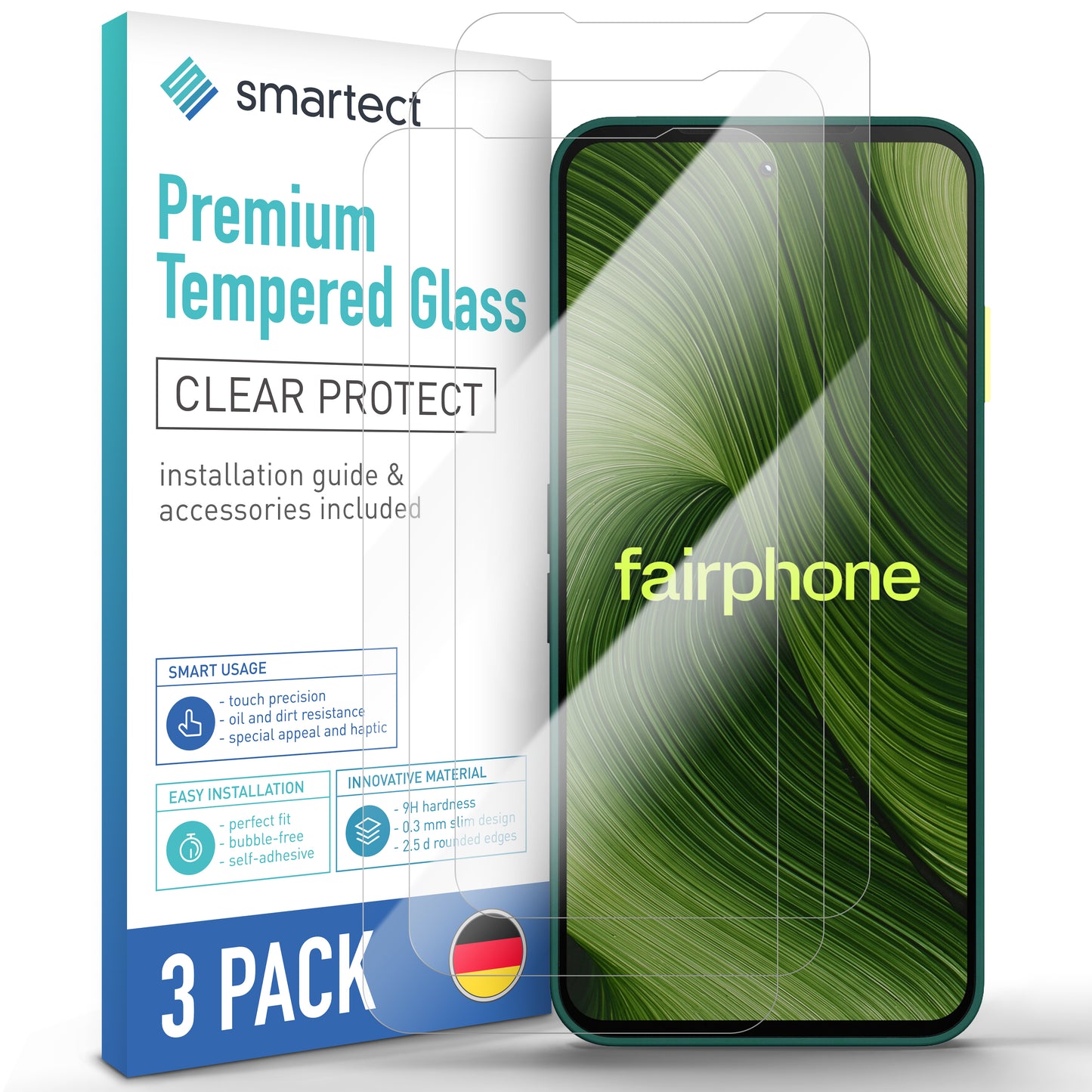 smartect Schutzglas Klar für Fairphone 6, 3 Stück