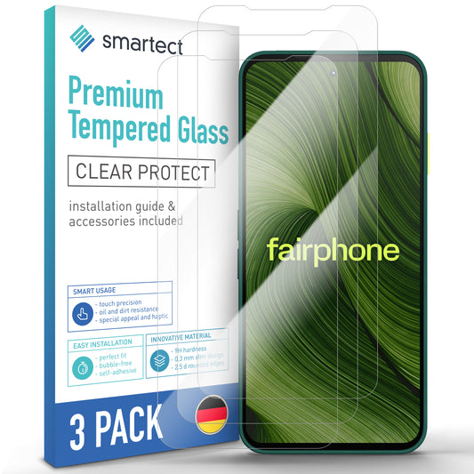 smartect Schutzglas Klar für Fairphone 6, 3 Stück