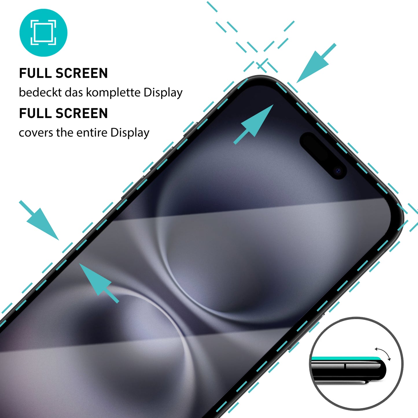 smartect protective glass full screen for iPhone 16 Plus, 2 pieces + positioning aid