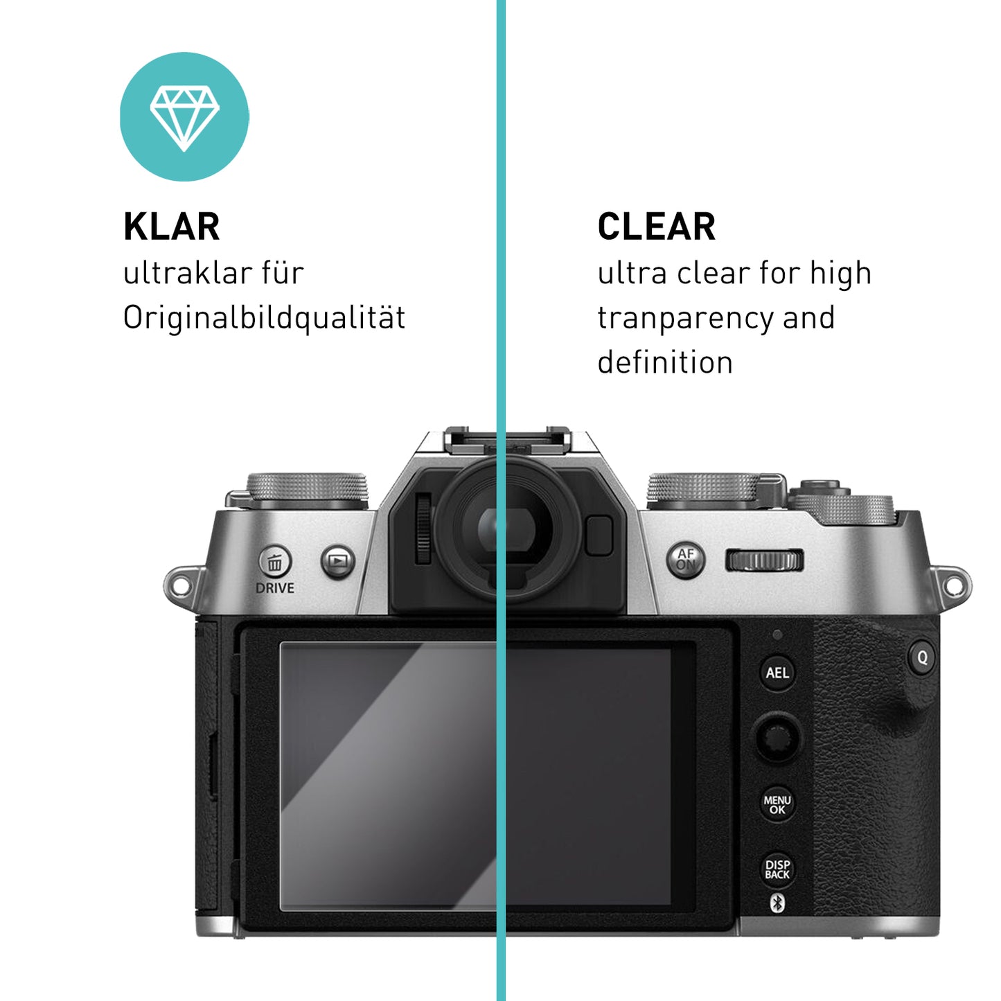 smartect Schutzglas Klar für Fujifilm X-T50, 3 Stück