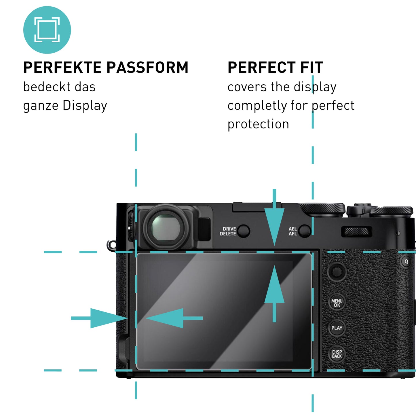 smartect Schutzglas Klar für Fujifilm X100VI / X100V / X-T4 / X-E4, 3 Stück