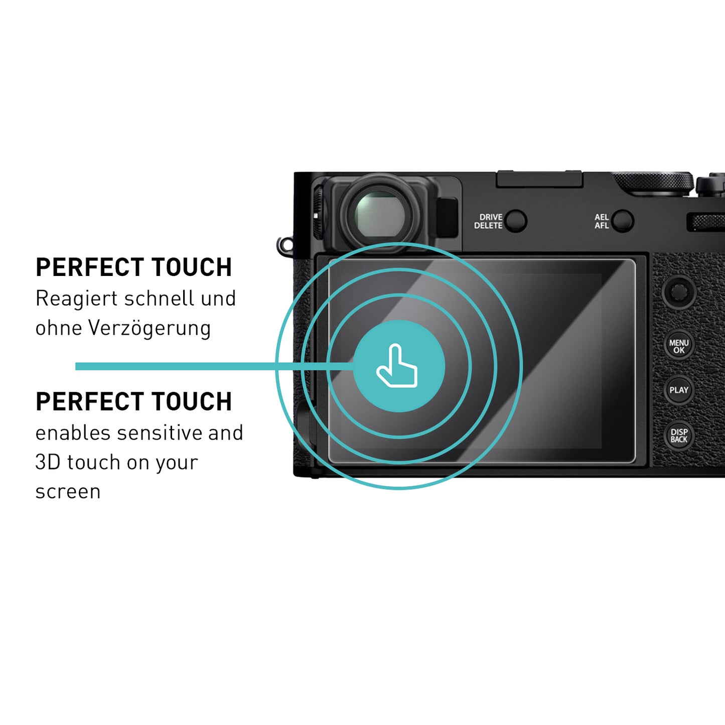 smartect Schutzglas Klar für Fujifilm X100VI / X100V / X-T4 / X-E4, 3 Stück