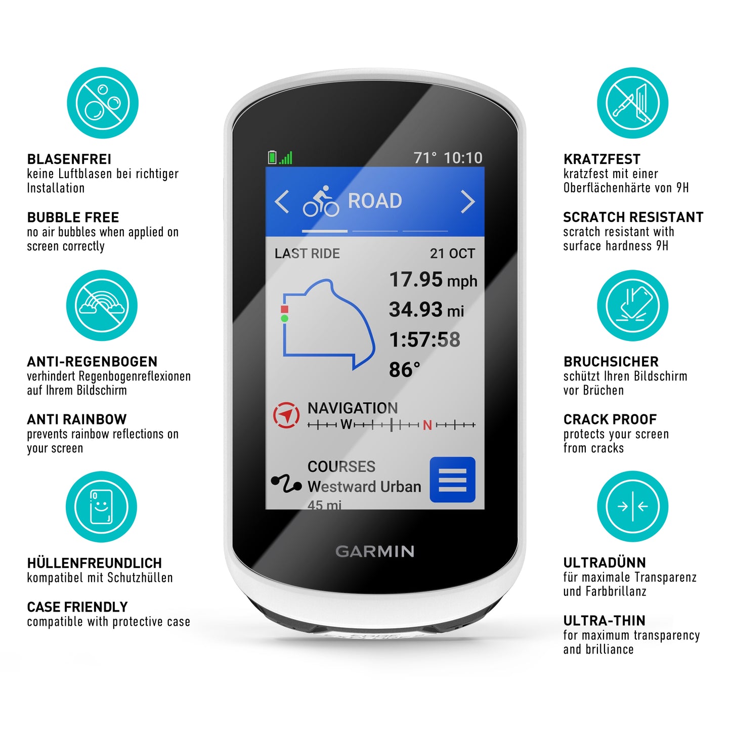 smartect Schutzglas Klar für Garmin Edge Explore 2, 3 Stück