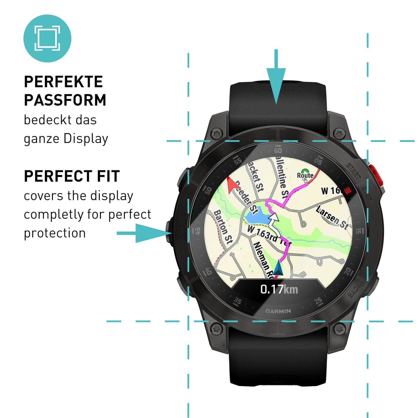 smartect Schutzglas Klar für Garmin Epix Gen 2, 3 Stück
