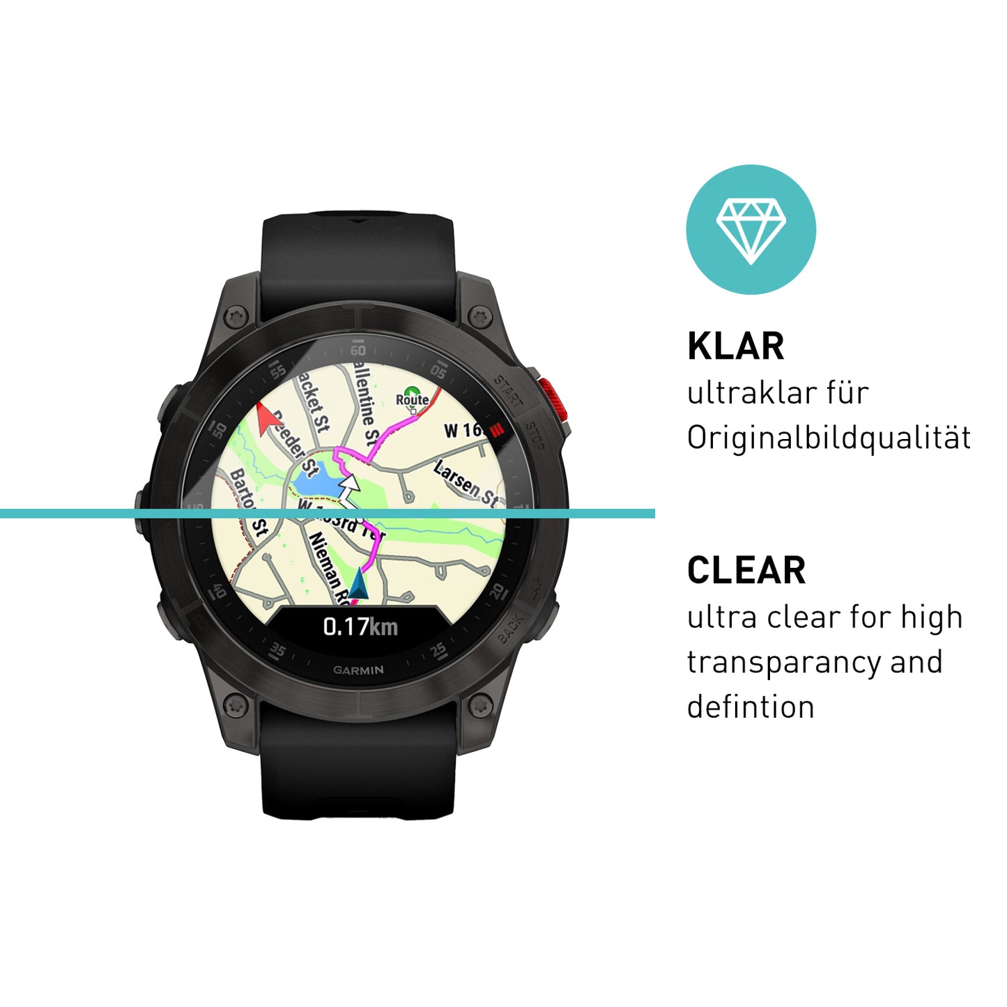 smartect Schutzglas Klar für Garmin Epix Gen 2, 3 Stück
