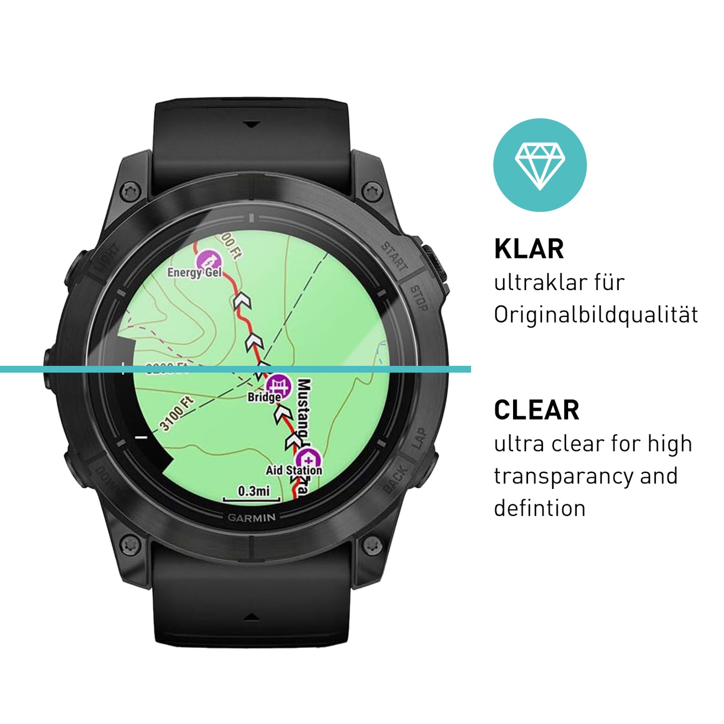 smartect Schutzglas Klar für Garmin Epix Pro 51mm, 3 Stück