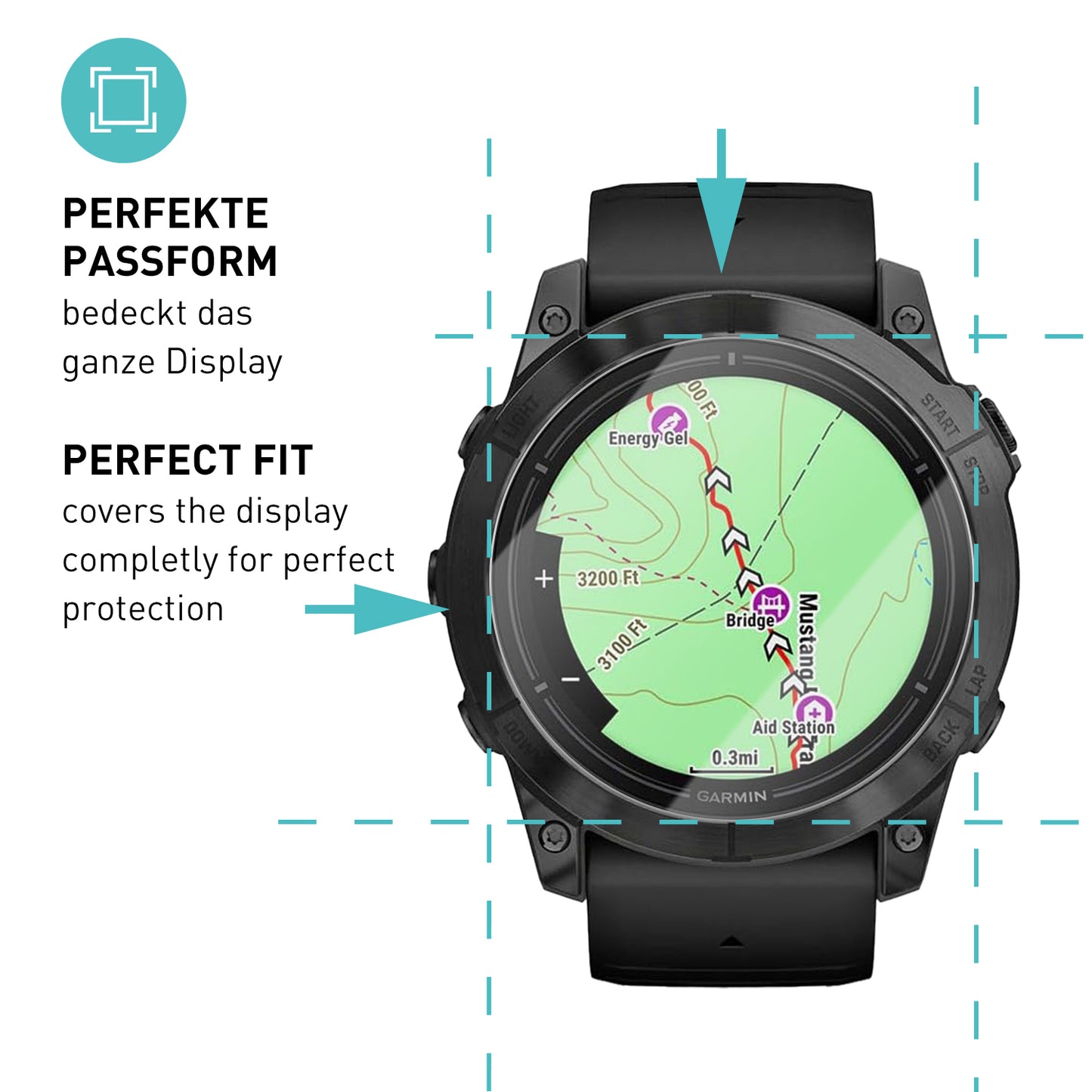 smartect Schutzglas Klar für Garmin Epix Pro 51mm, 3 Stück