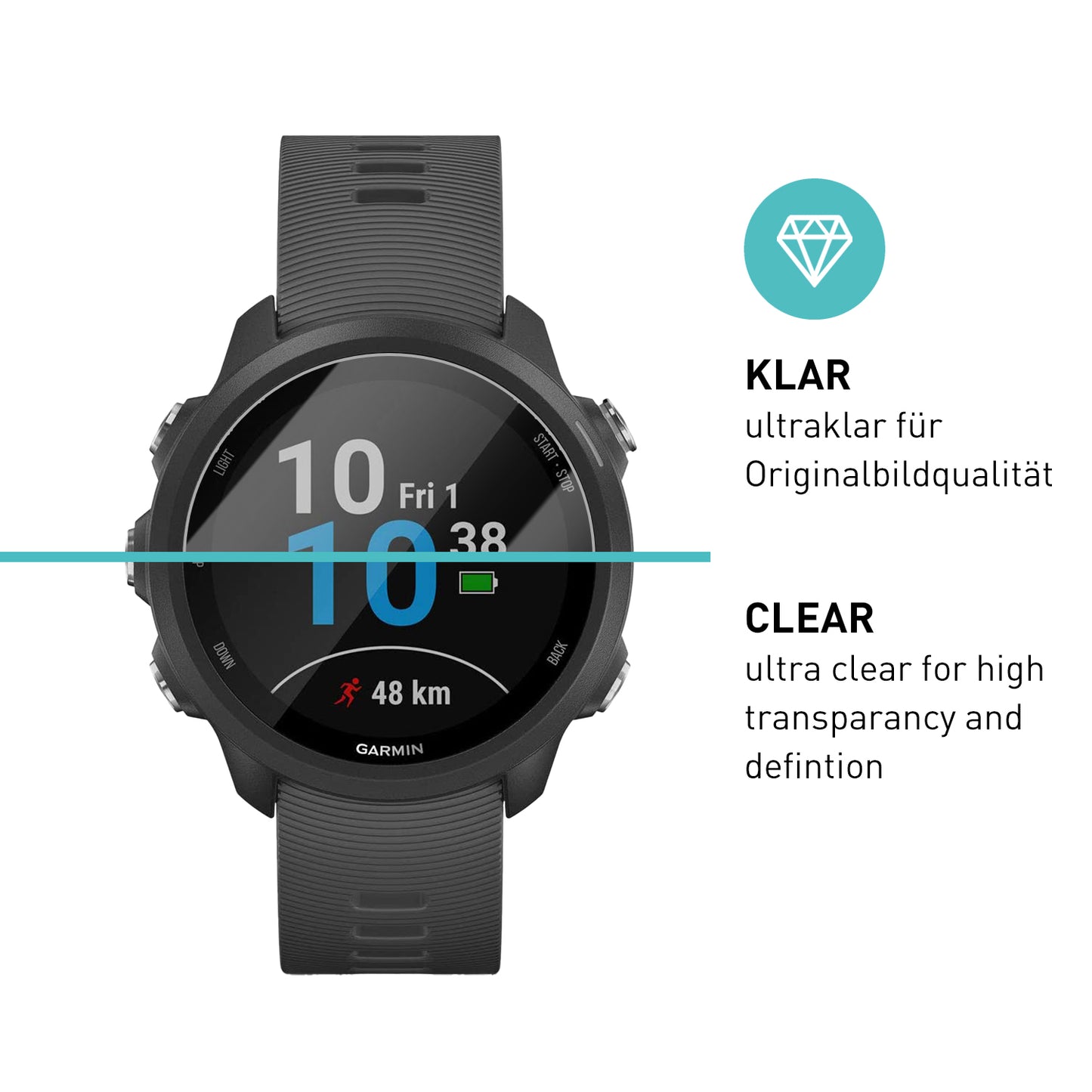 smartect Schutzglas Klar für Garmin Forerunner 245, 3 Stück
