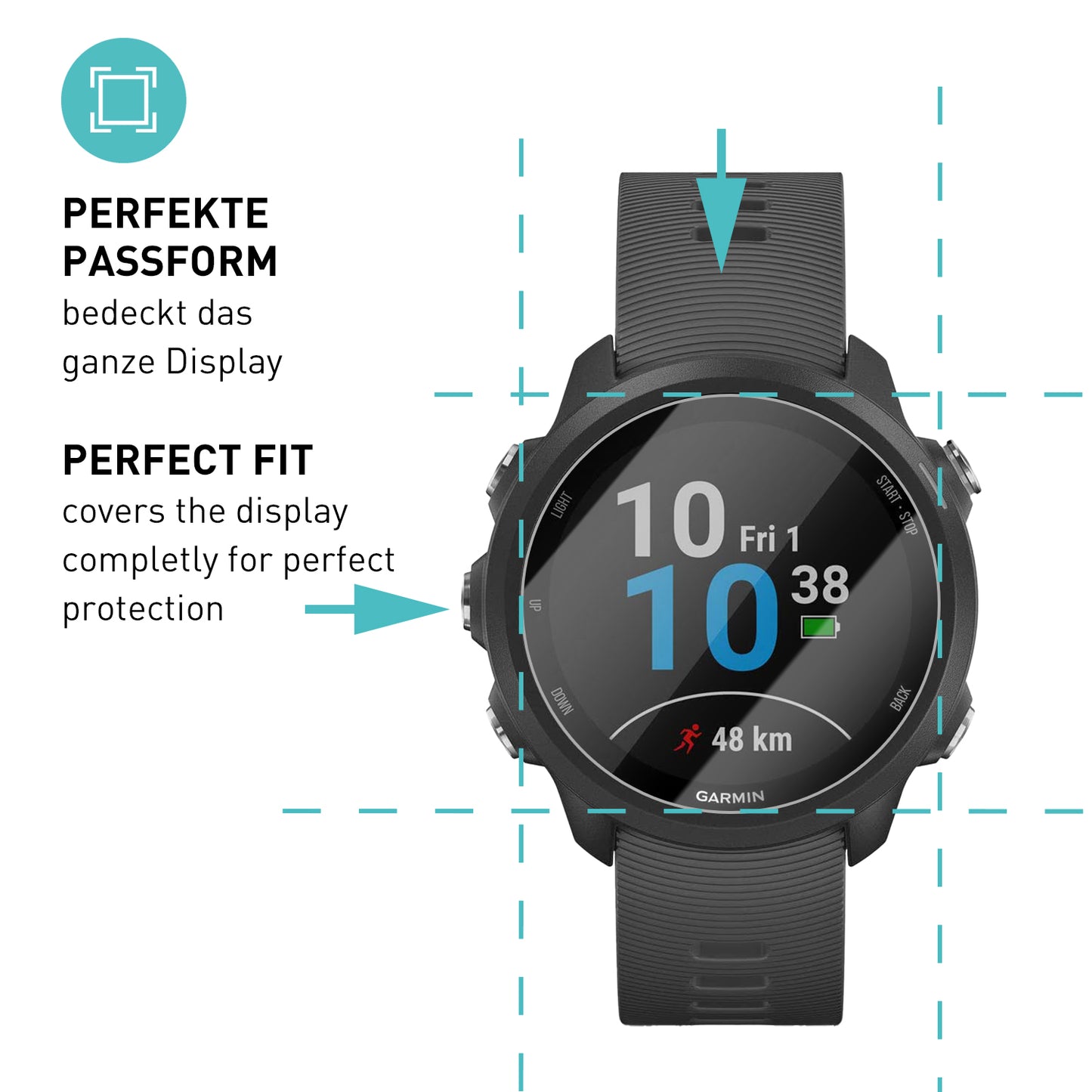 smartect Schutzglas Klar für Garmin Forerunner 245, 3 Stück