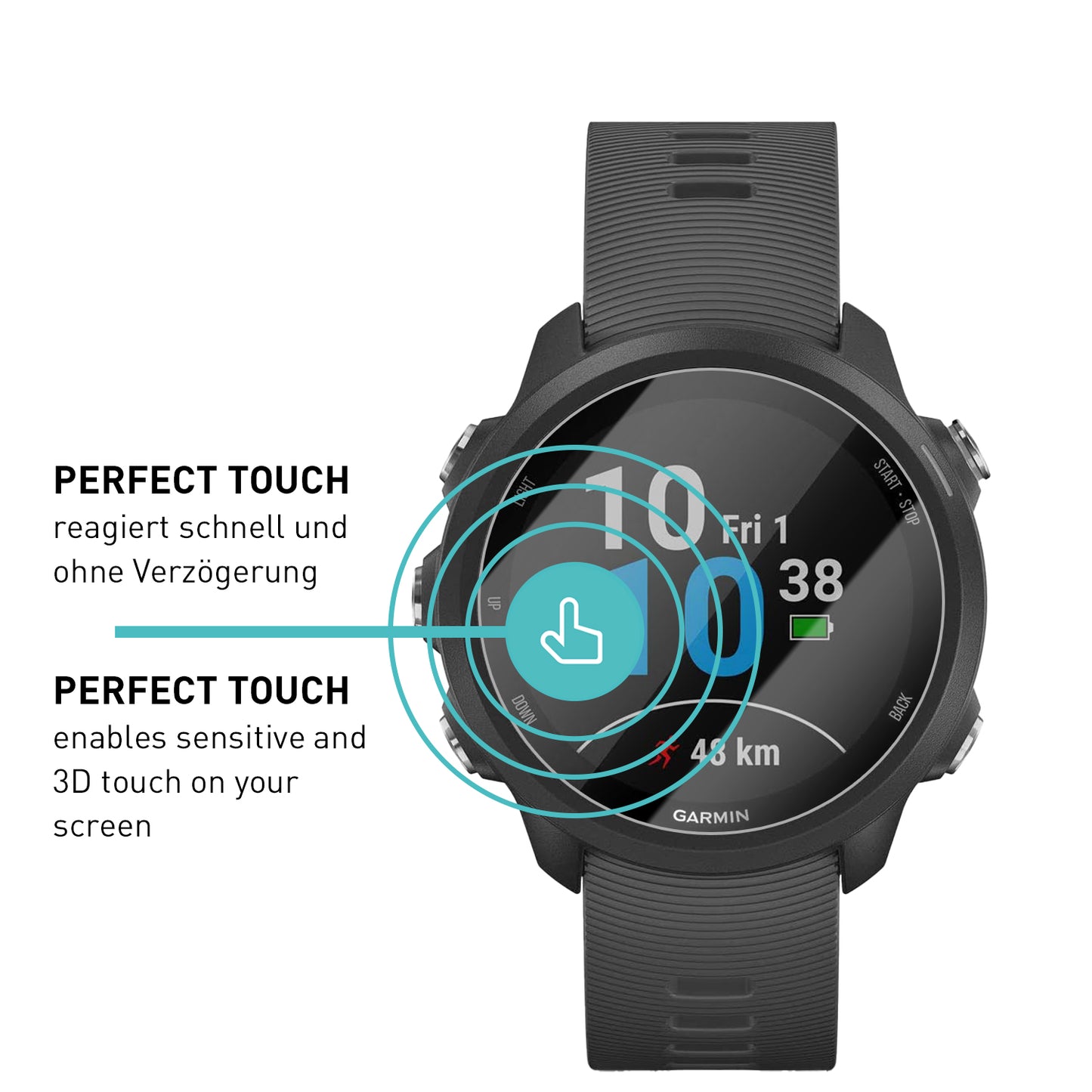 smartect Schutzglas Klar für Garmin Forerunner 245, 3 Stück