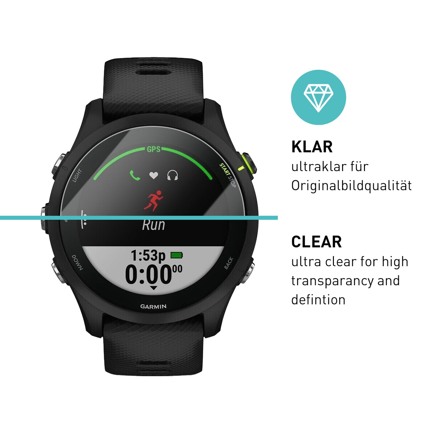 smartect Protective Glass Clear for Garmin Forerunner 255 / 255 Music, 3 pieces