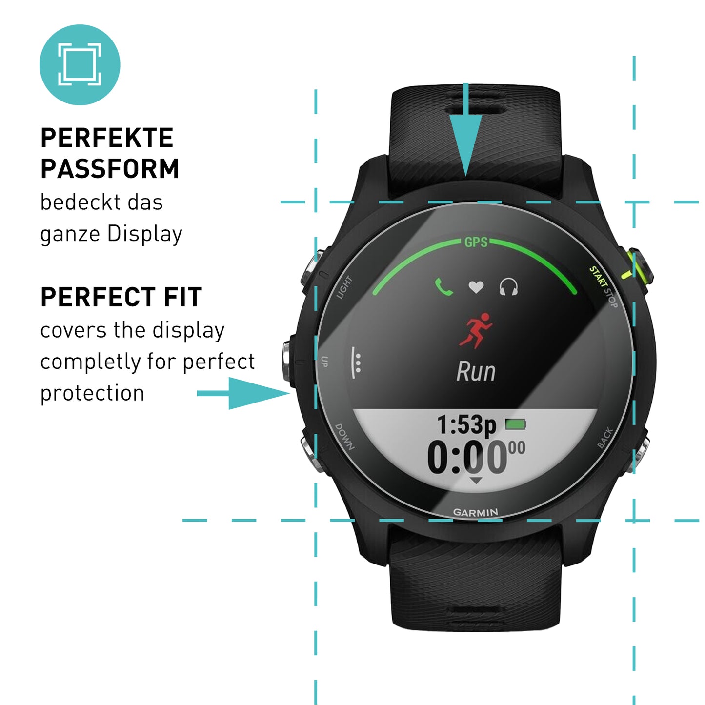 smartect Protective Glass Clear for Garmin Forerunner 255 / 255 Music, 3 pieces