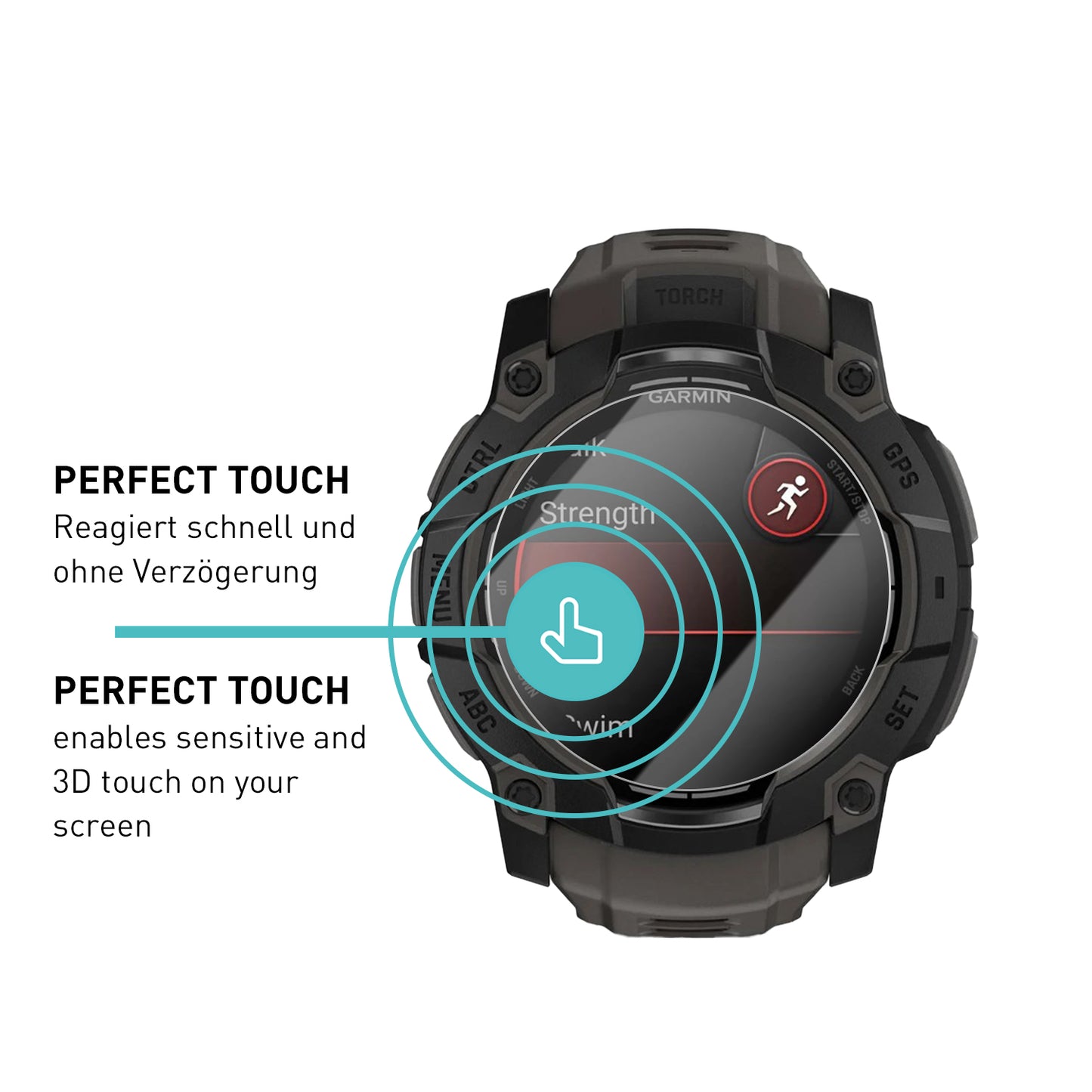 smartect Schutzglas Klar für Garmin Instinct 3 AMOLED 50 mm, 3 Stück