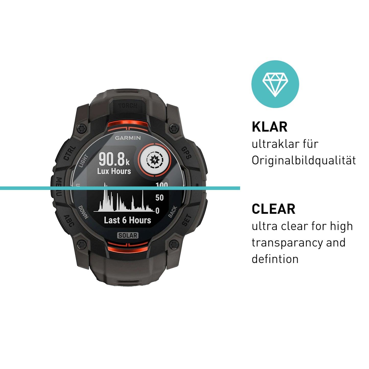 smartect Schutzglas Klar für Garmin Instinct 3 Solar 45 mm, 3 Stück