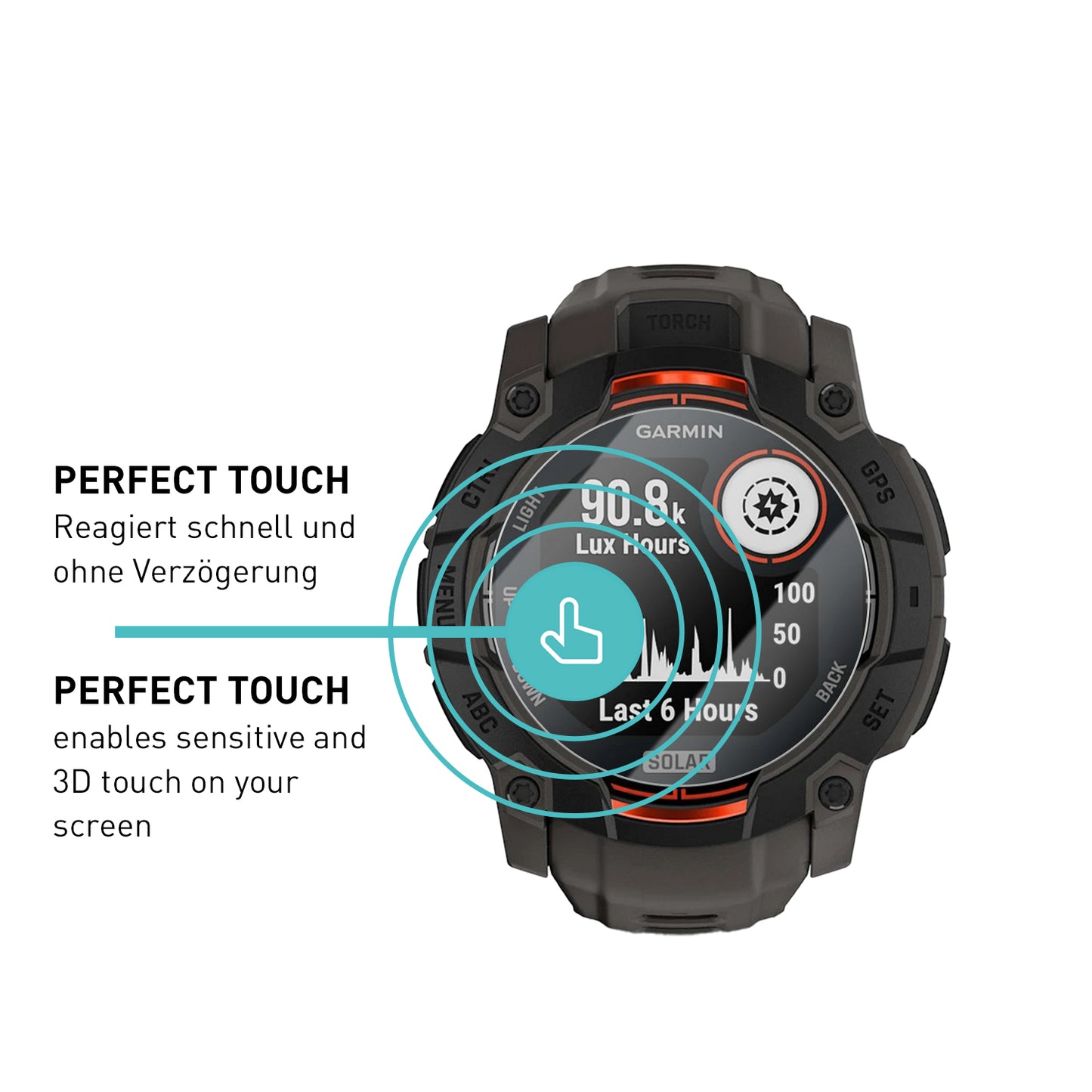 smartect Schutzglas Klar für Garmin Instinct 3 Solar 45 mm, 3 Stück