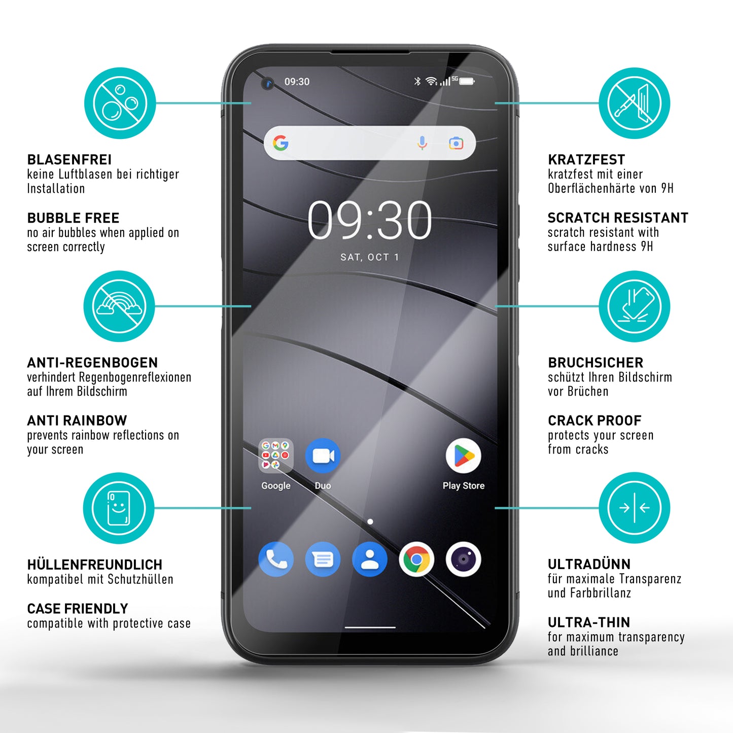 smartect Schutzglas Klar für Gigaset GX6, 3 Stück
