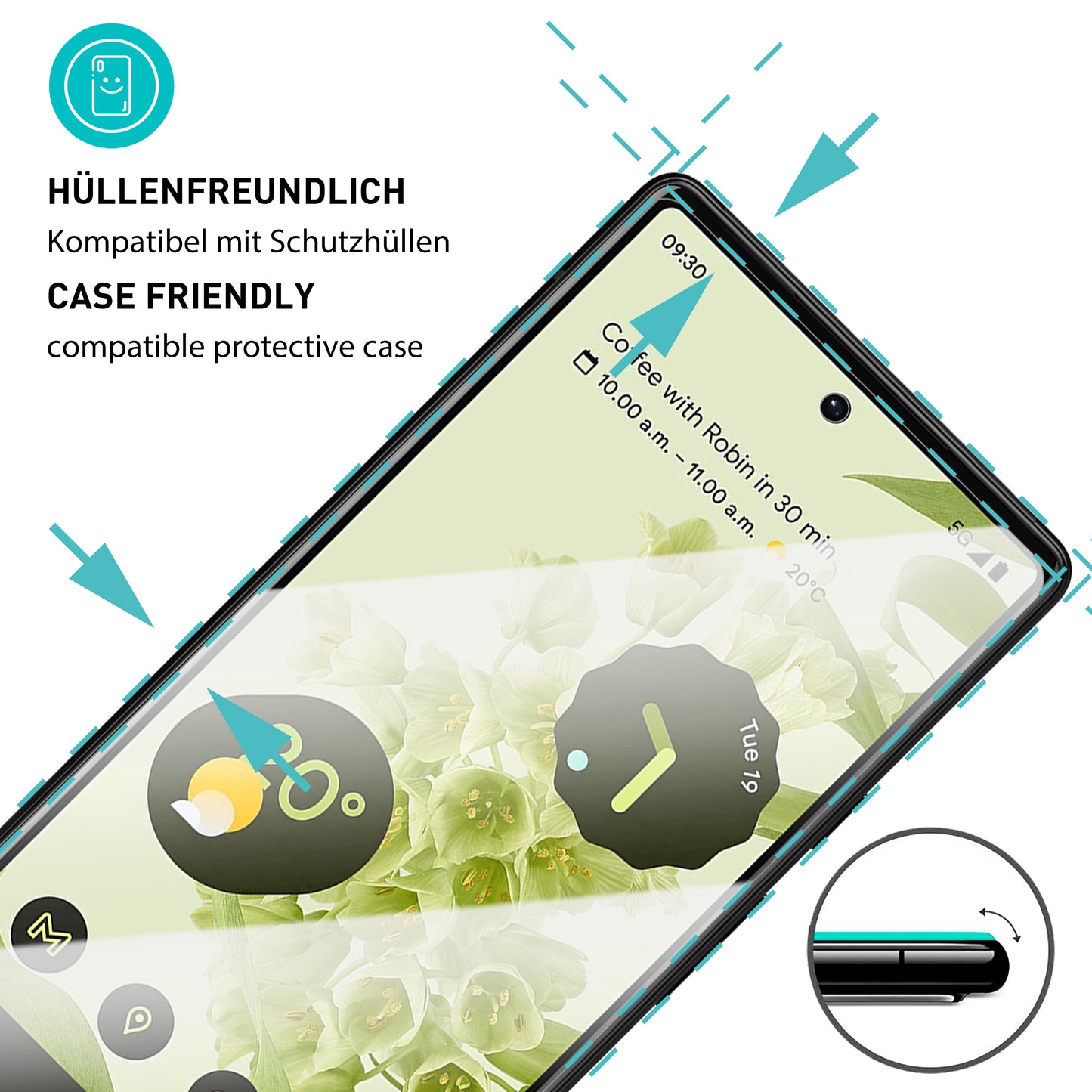 smartect protective glass clear for Google Pixel 6, 3 pieces