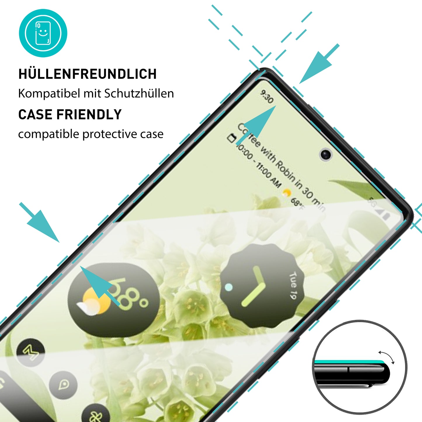 smartect Protective Glass Clear for Google Pixel 6a, 3 pieces