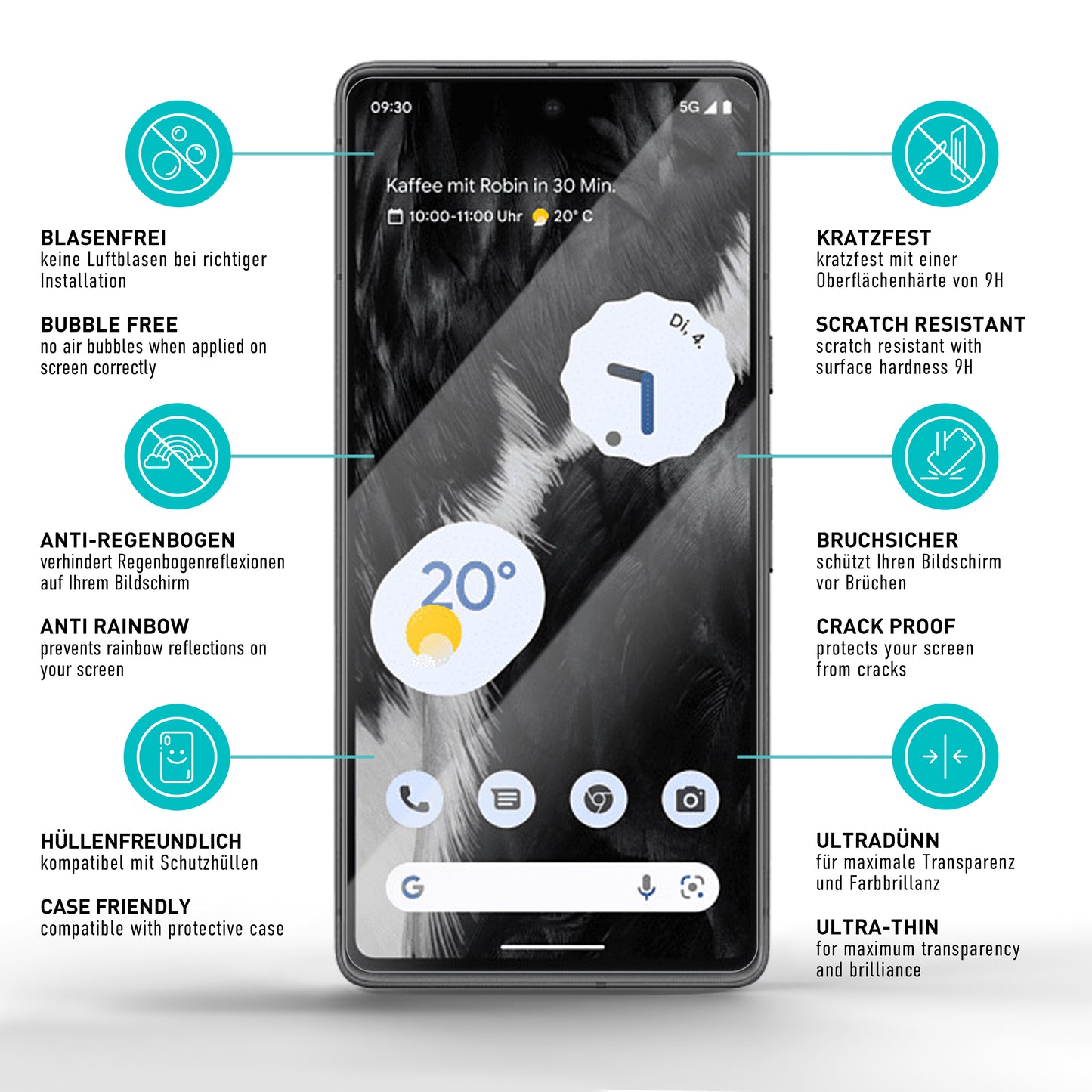 smartect Protective Glass Clear for Google Pixel 7, 3 pieces