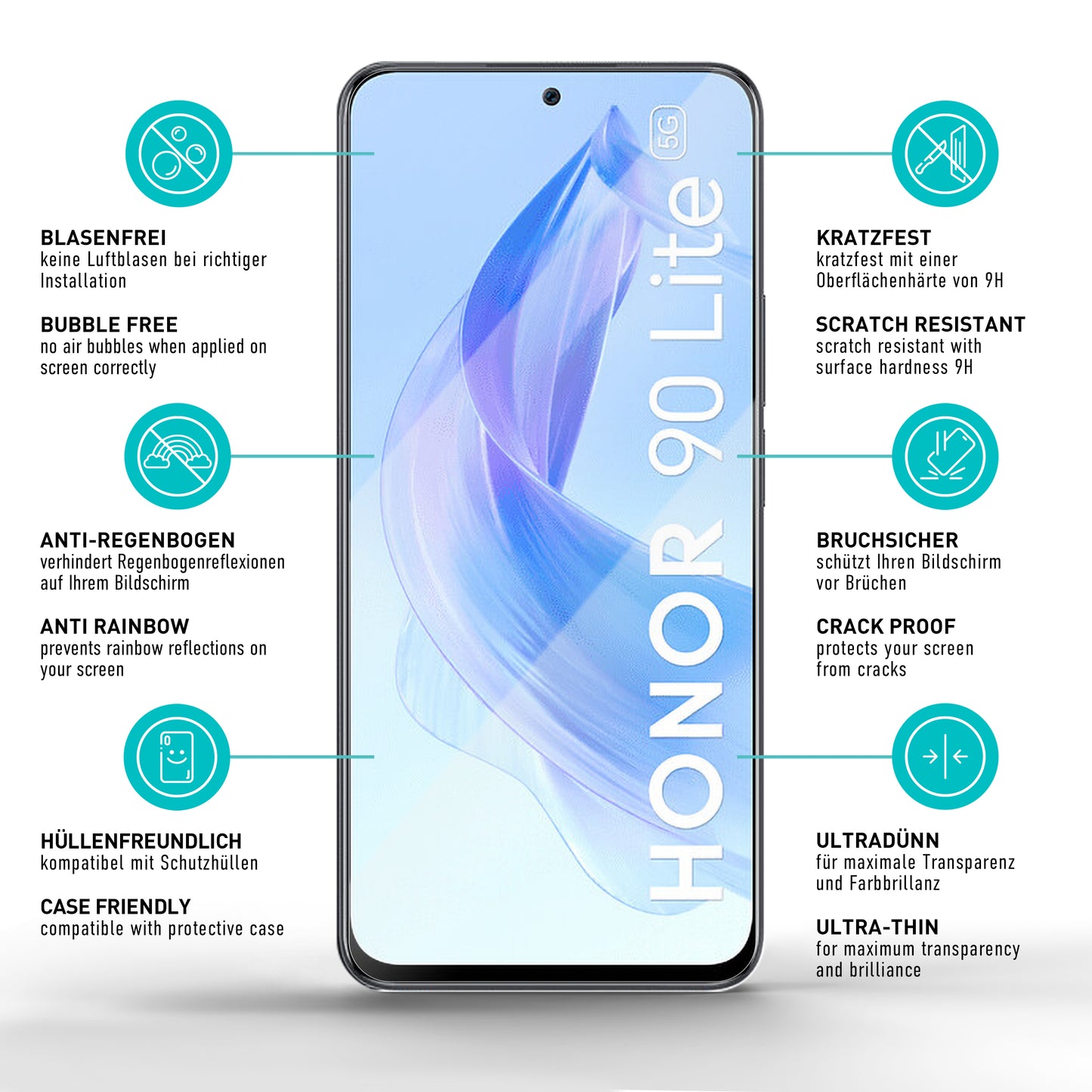 smartect protective glass clear for Honor 90 Lite, 3 pieces