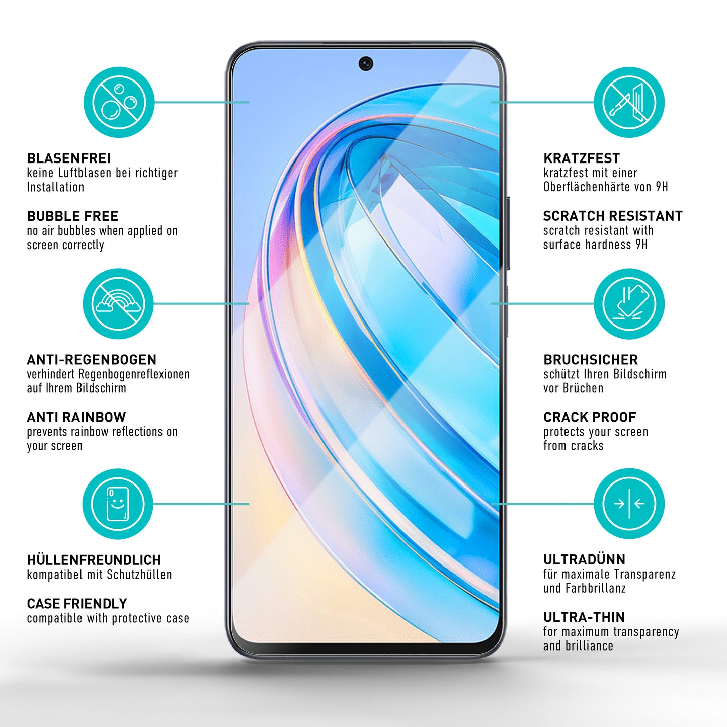 smartect Schutzglas Klar für Honor X8a, 3 Stück