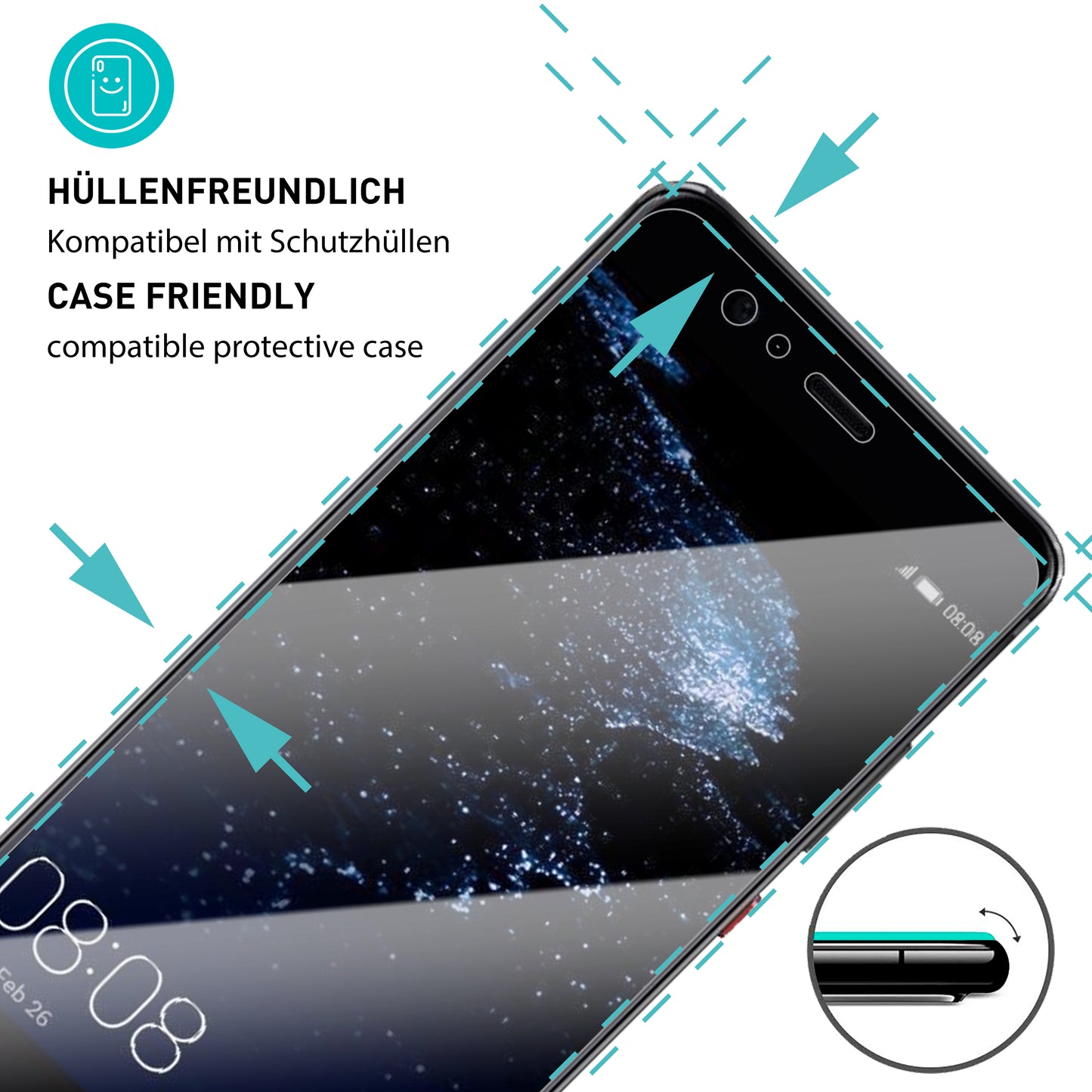 smartect Schutzglas Klar für Huawei P10 Plus, 3 Stück