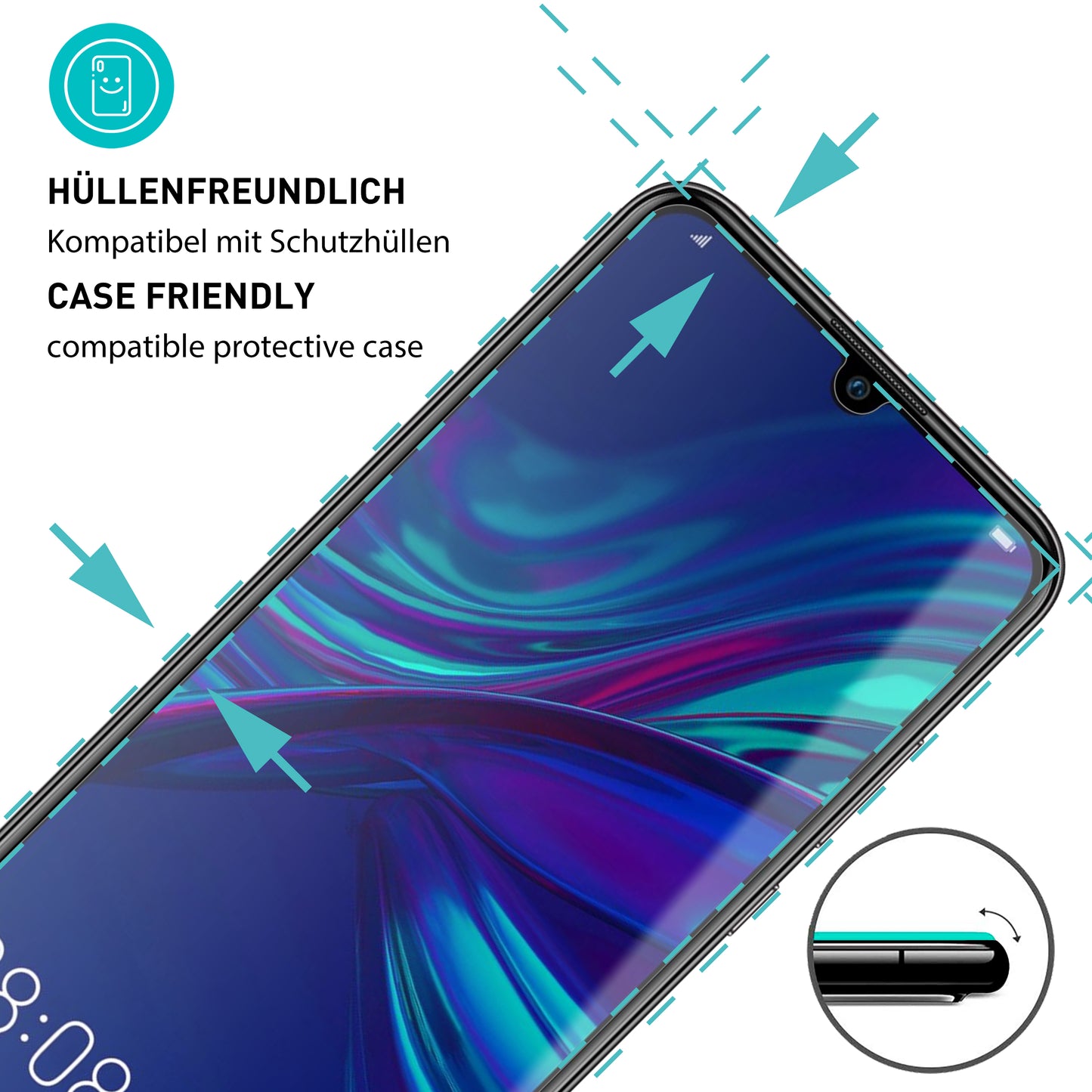smartect Protective Glass Clear for Huawei P Smart 2019, 3 pieces