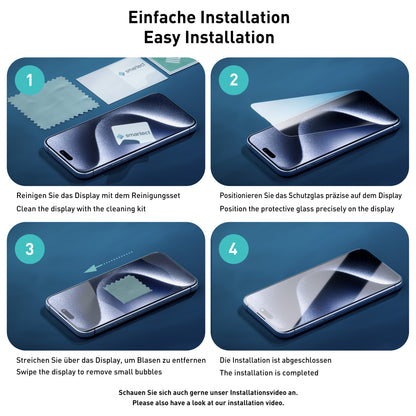 smartect Schutzglas Klar für Apple iPhone XS / iPhone X / iPhone 11 Pro, 3 Stück