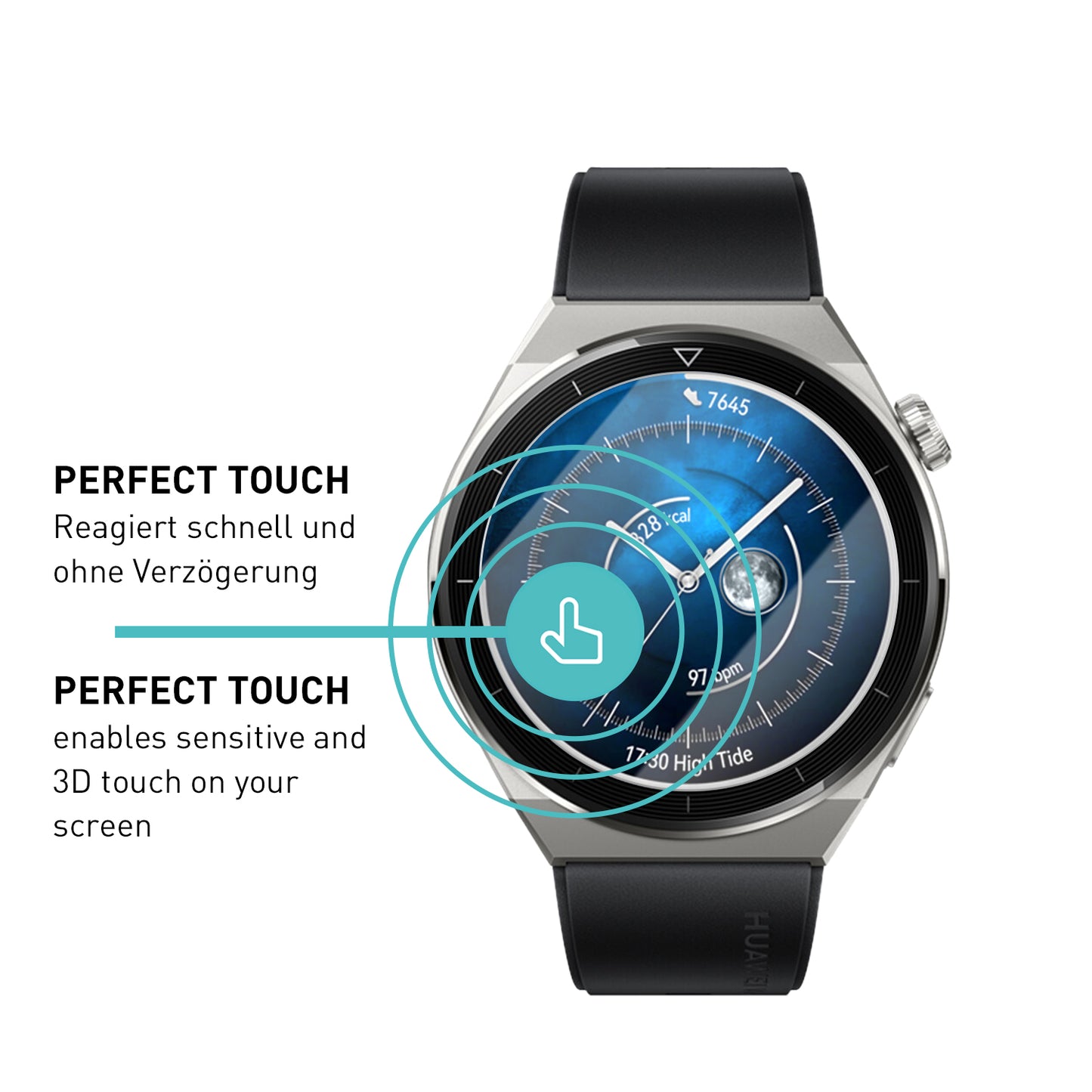smartect Schutzglas Klar für Huawei Watch GT 3 Pro 46 mm, 3 Stück