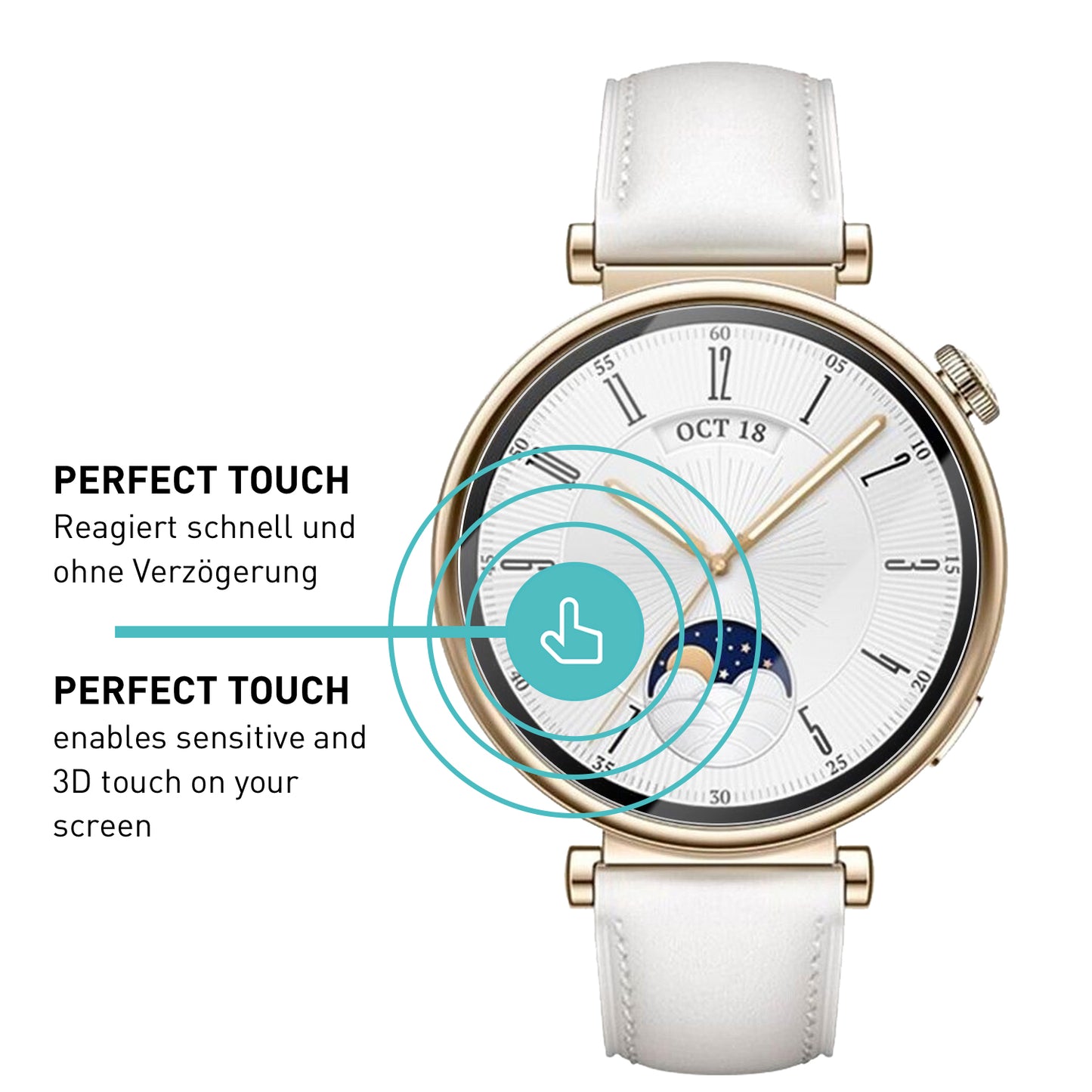 smartect Schutzglas Klar für Huawei Watch GT 4 41mm, 3 Stück