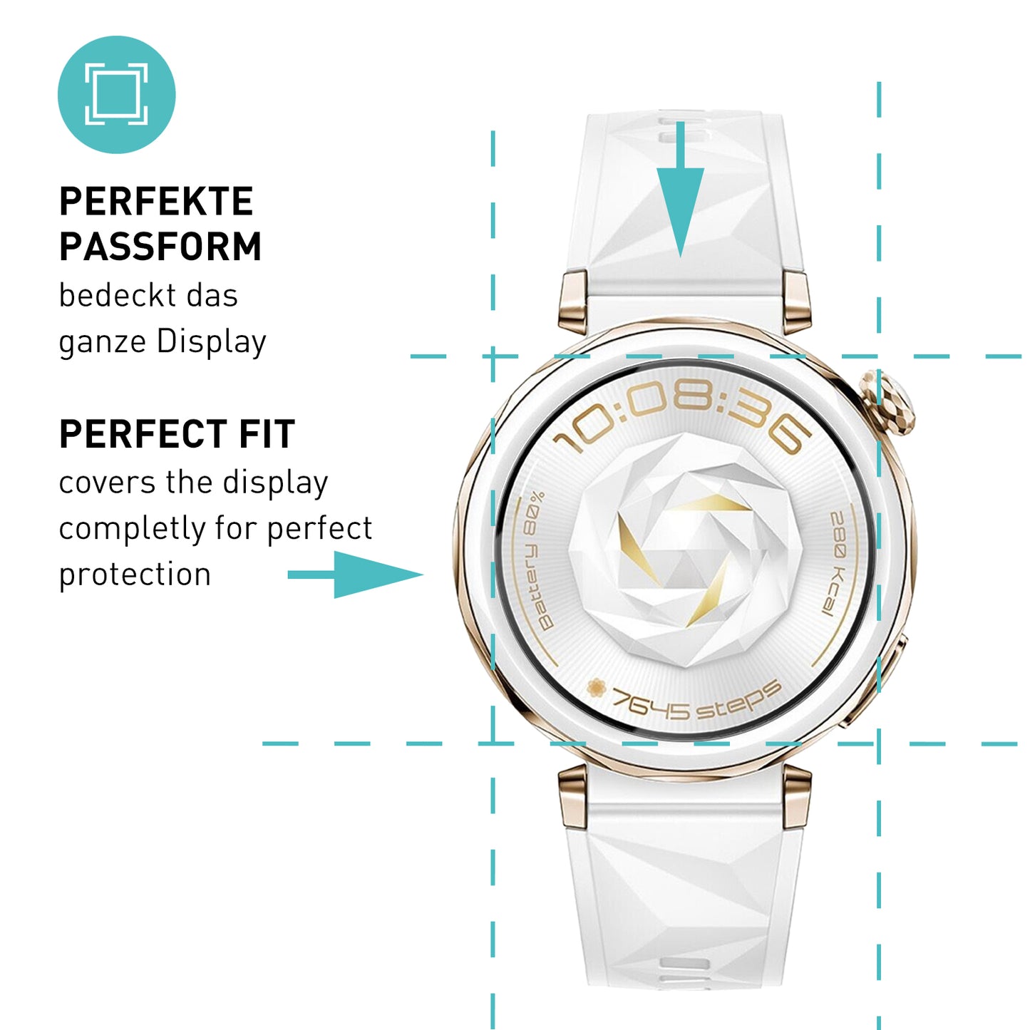 smartect Schutzglas Klar für Huawei Watch GT5 Pro 42 mm, 3 Stück