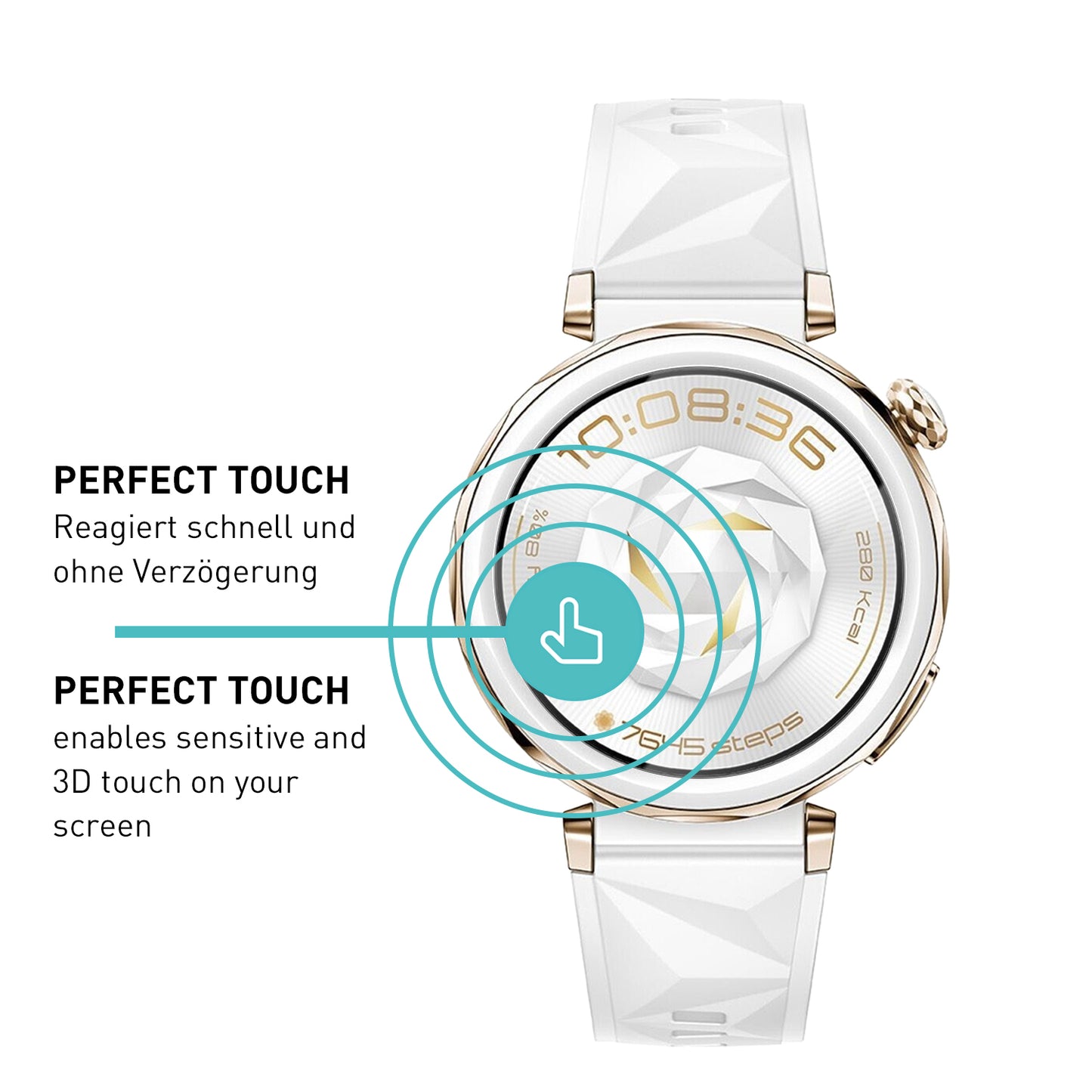 smartect Schutzglas Klar für Huawei Watch GT5 Pro 42 mm, 3 Stück