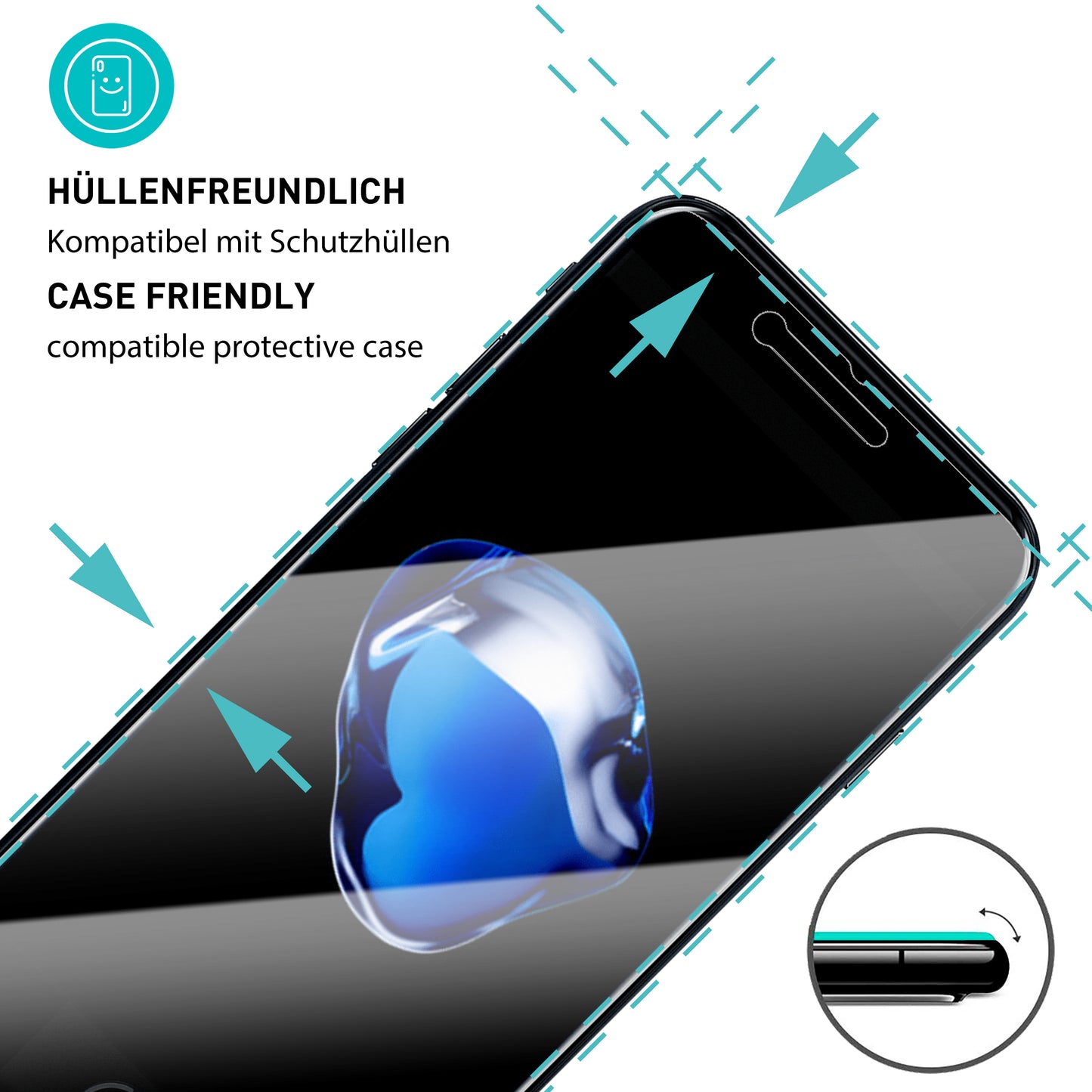 smartect Schutzglas Klar für iPhone 8 Plus / 7 Plus, 3 Stück