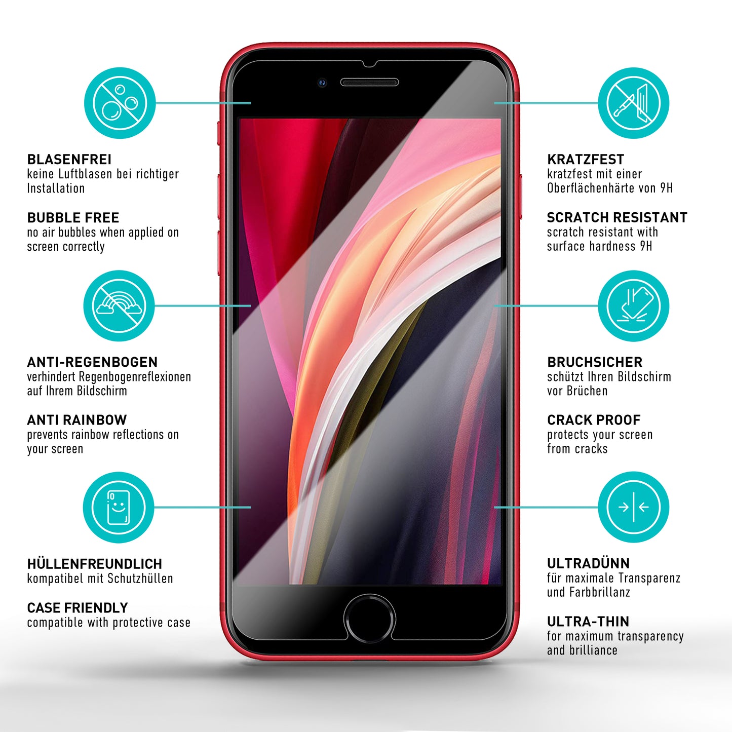 smartect protective glass clear for iPhone SE 2022 / 2020, 3 pieces