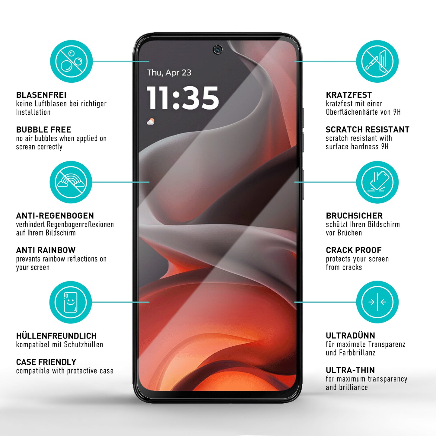 smartect Schutzglas Klar für Motorola Moto G15 / G05 / E15, 3 Stück