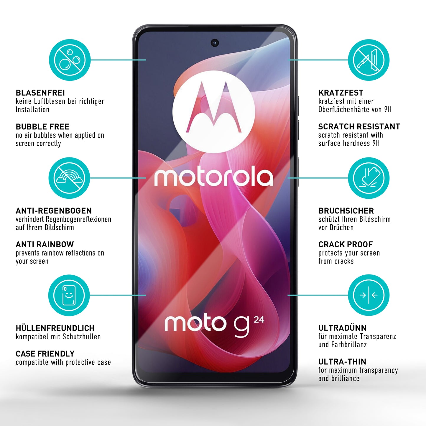 smartect Protective Glass Clear for Motorola Moto G24 / G04 / G04s, 3 pieces