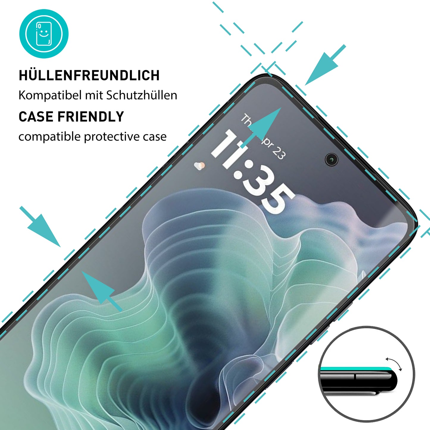 smartect Schutzglas Klar für Motorola Moto G35 4G und 5G, 3 Stück