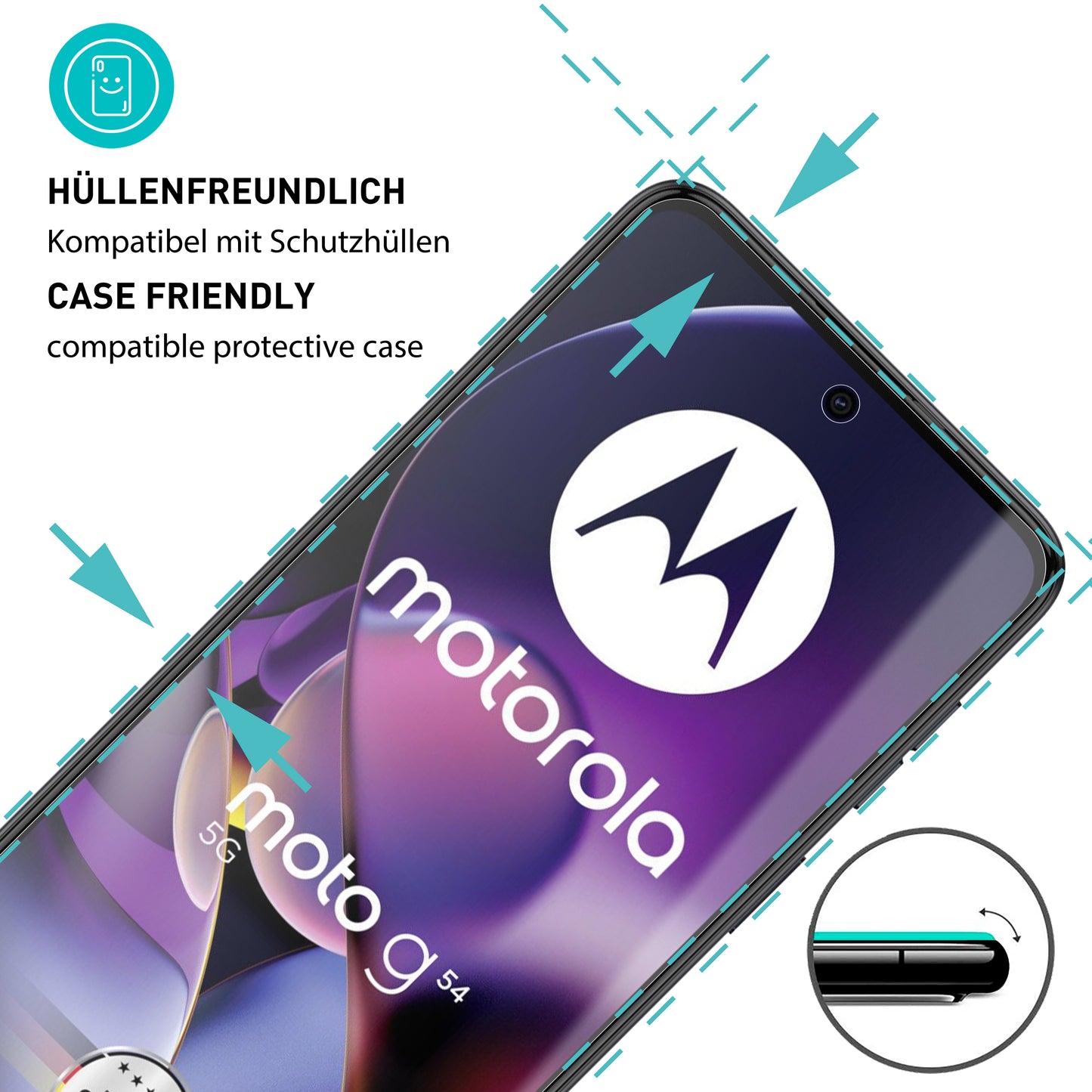 smartect Protective Glass Clear for Motorola Moto G54 5G, 3 pieces
