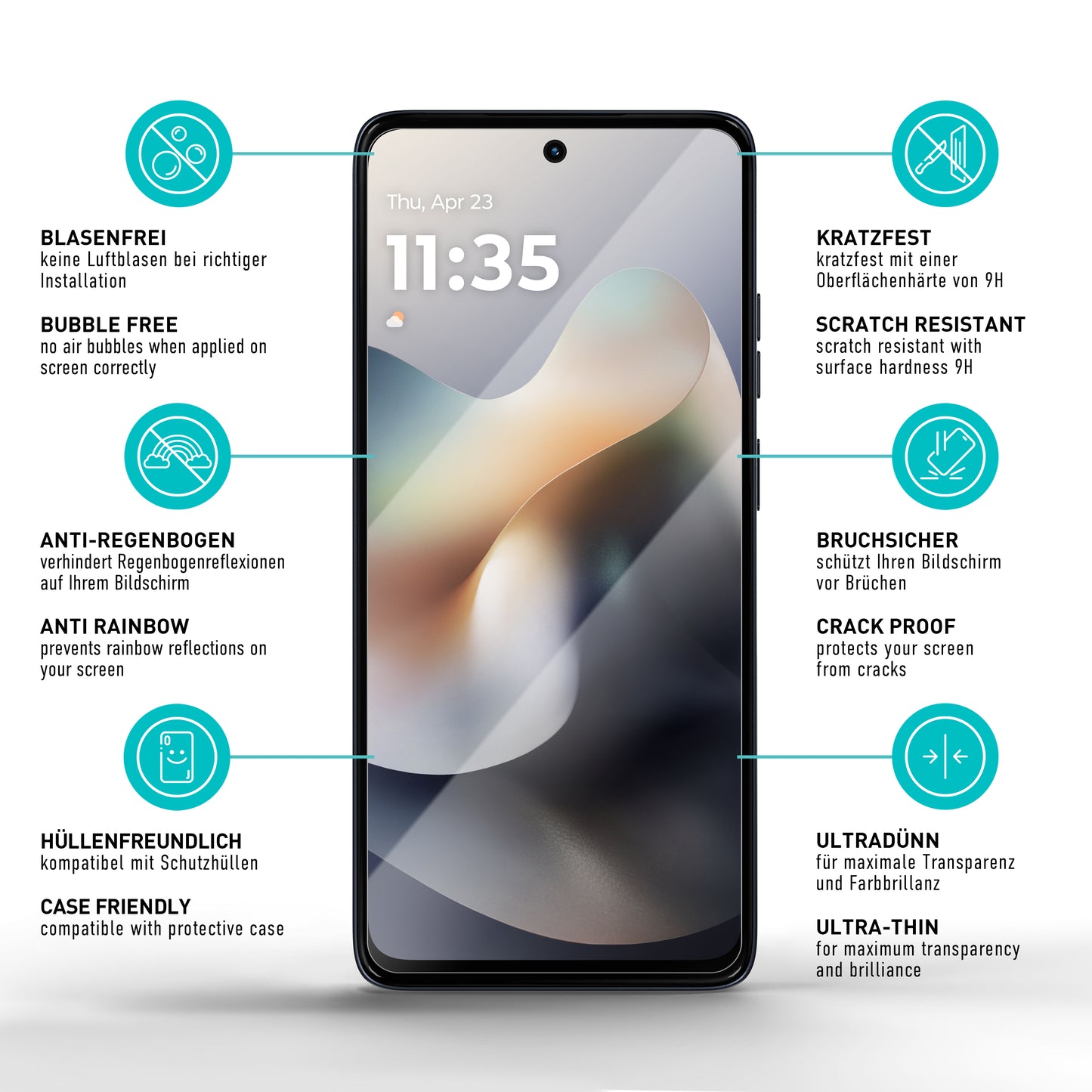 smartect Schutzglas Klar für Motorola Moto G56 5G, 3 Stück