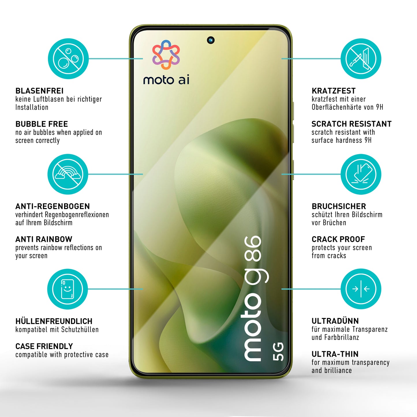 smartect Schutzglas Klar für Motorola Moto G86 5G, 3 Stück