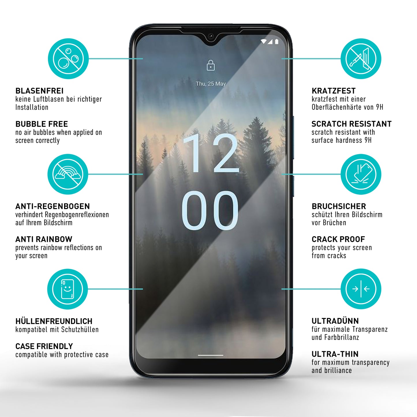 smartect Protective Glass Clear for Nokia C12 / C12 Pro, 3 pieces
