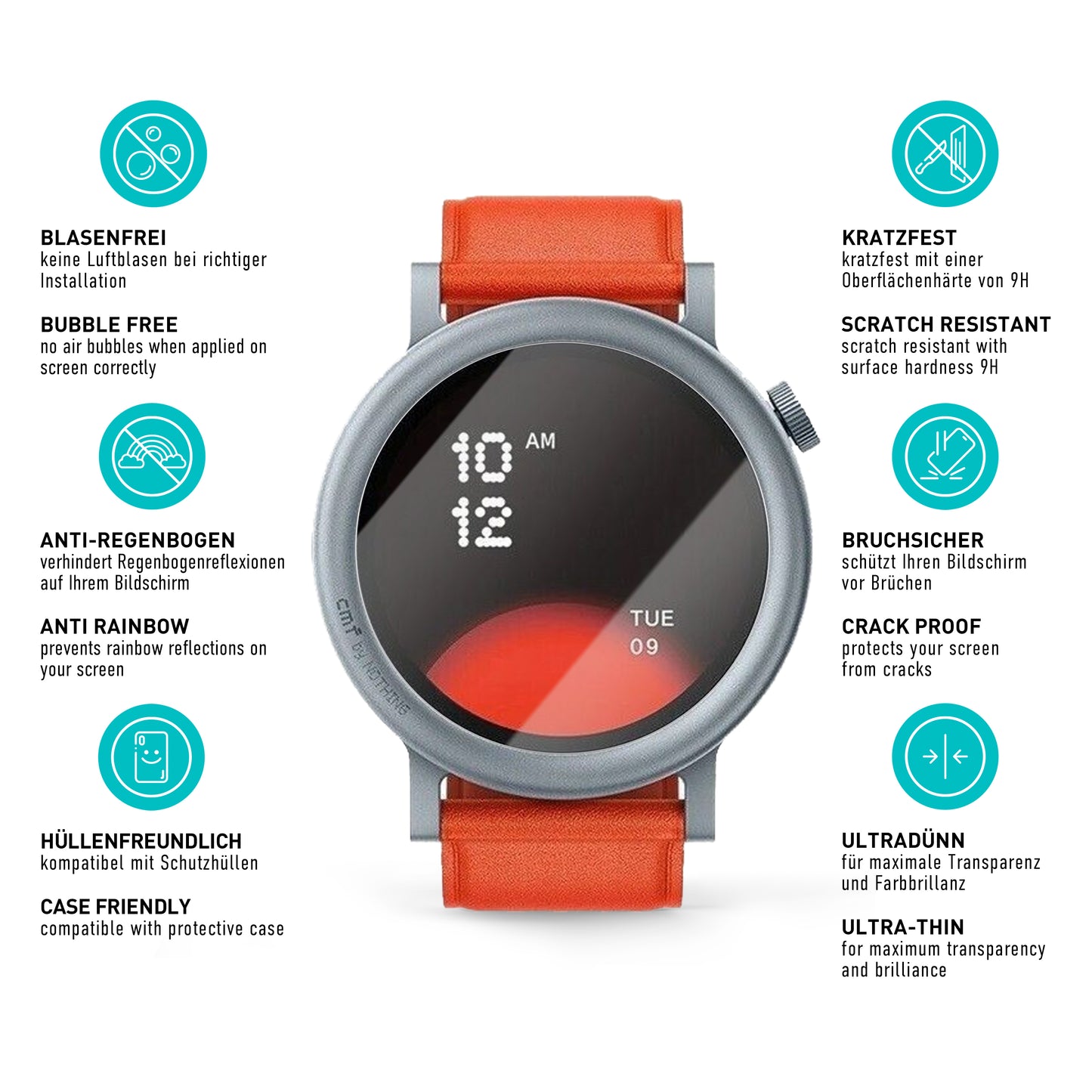smartect Schutzglas Klar für Nothing CMF Watch Pro 2, 3 Stück