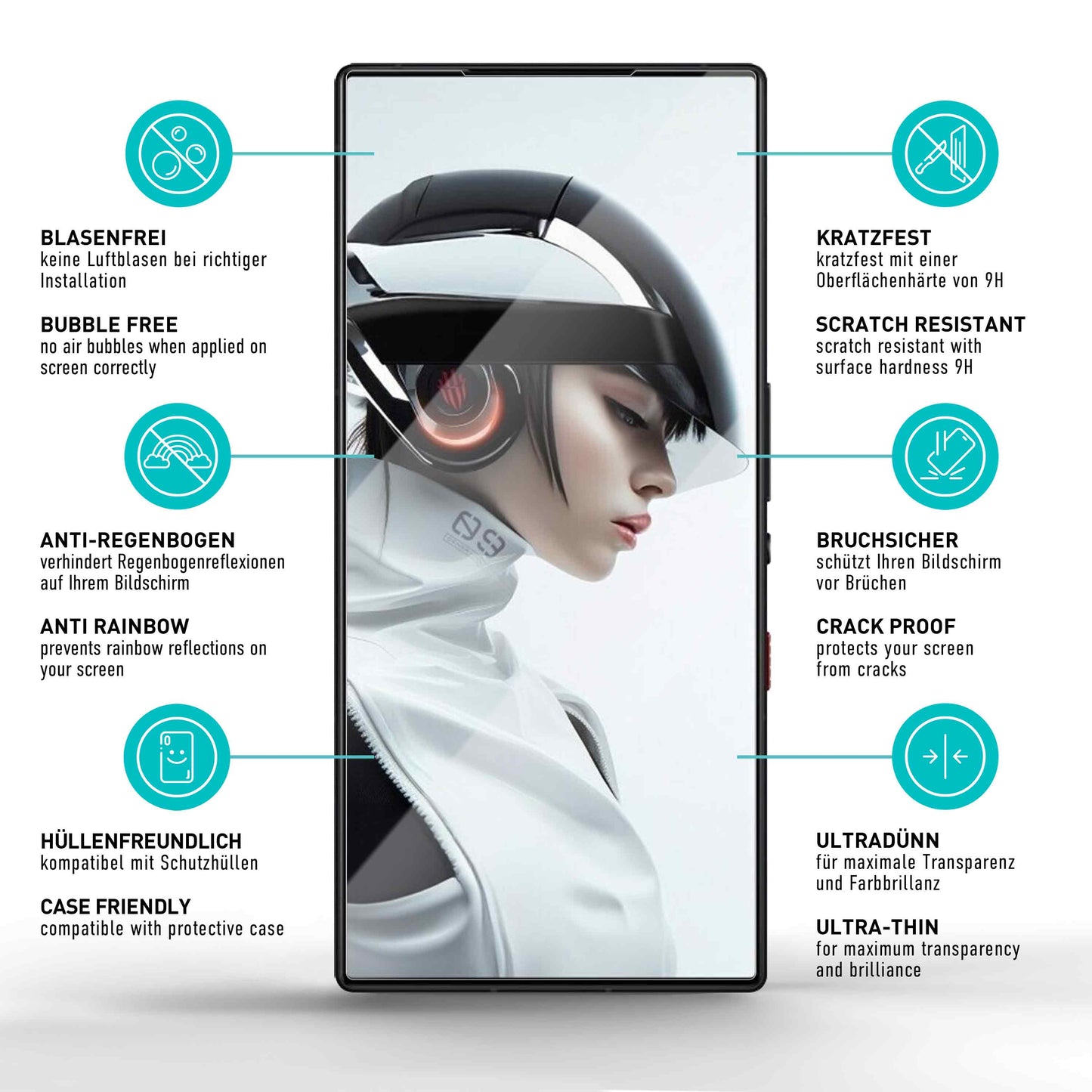 smartect Schutzglas Klar für Red Magic 9 Pro/ 9 Pro Plus/ 9S Pro 5G, 3 Stück