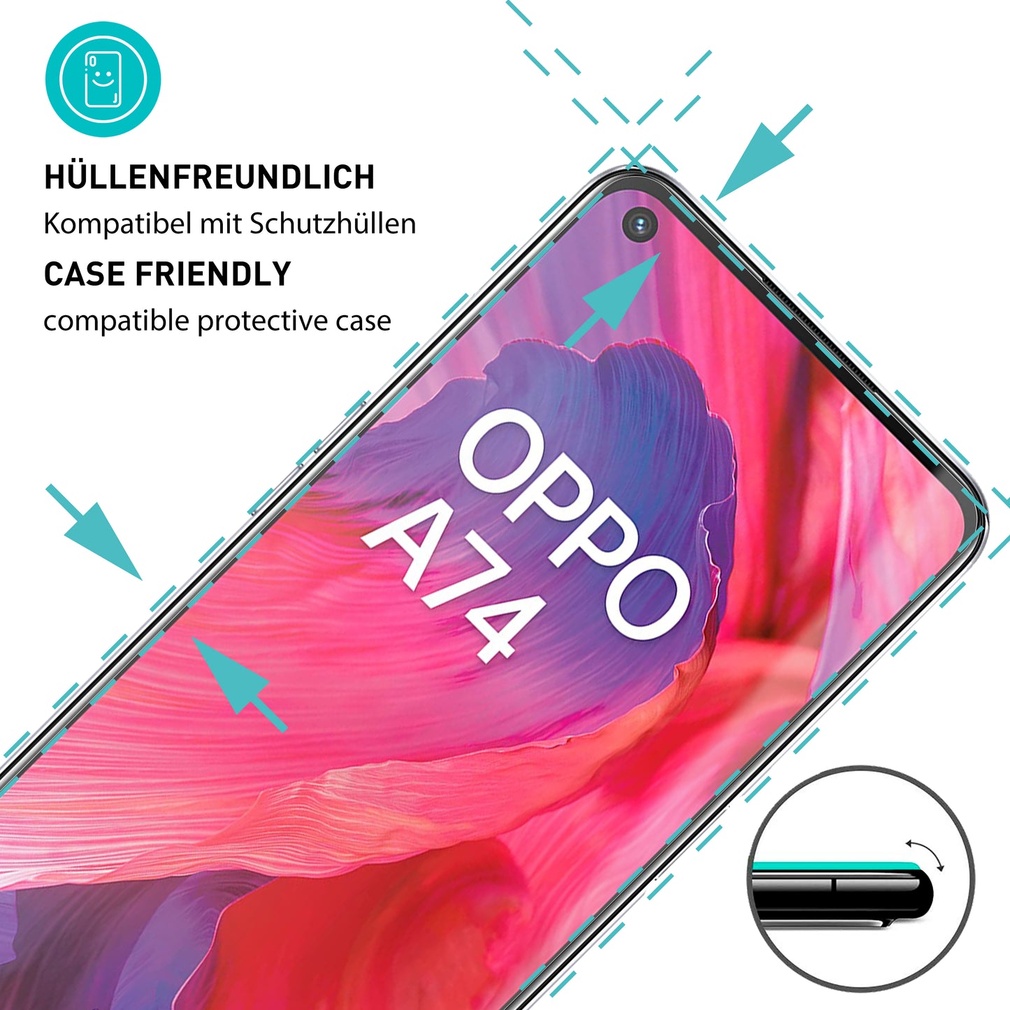smartect protective glass clear for Oppo A74 / Oppo A94 5G, 3 pieces