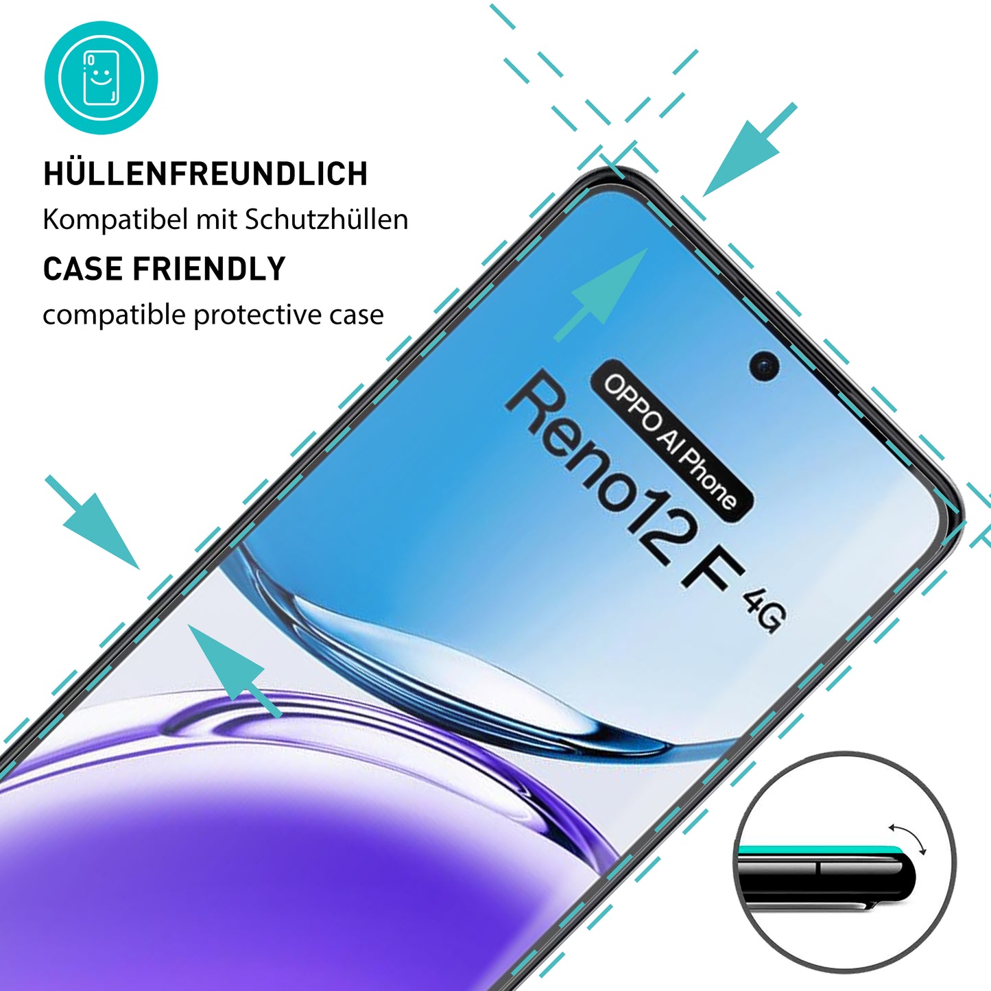 smartect Schutzglas Klar für Oppo Reno 12F / 12 FS, 3 Stück