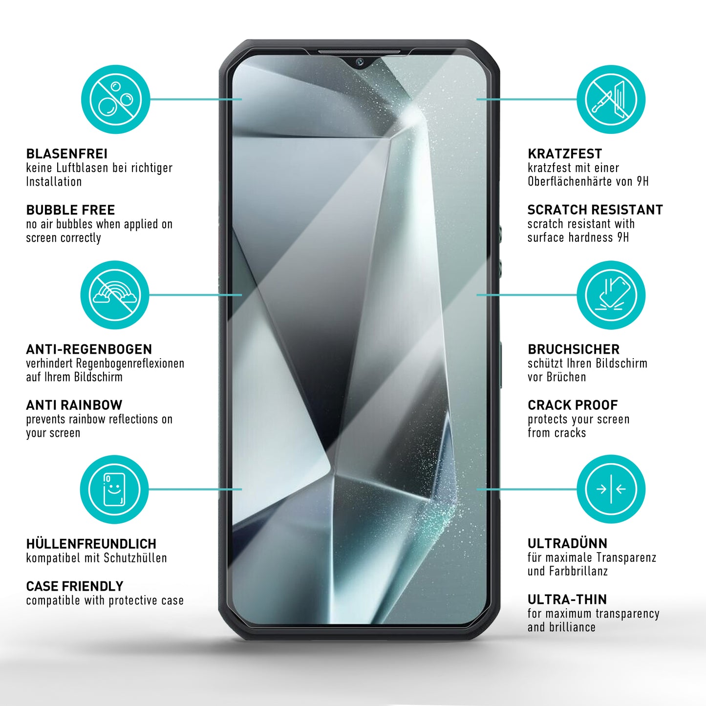 smartect Schutzglas Klar für Oukitel WP35 / WP35S / WP35 Pro, 3 Stück