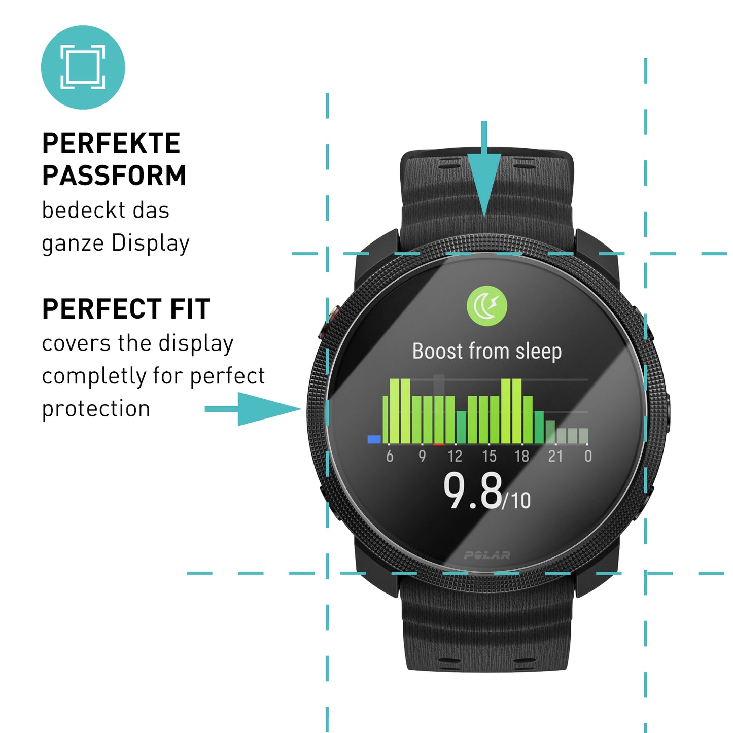 smartect Schutzglas Klar für Polar Vantage M3, 3 Stück